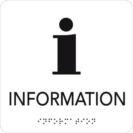 UniGraphics 6705385 Skylt information, taktil, 150 x 150 mm Vit, svart text