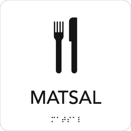 UniGraphics 6705387 Skylt matsal, taktil, 150 x 150 mm Vit, svart text