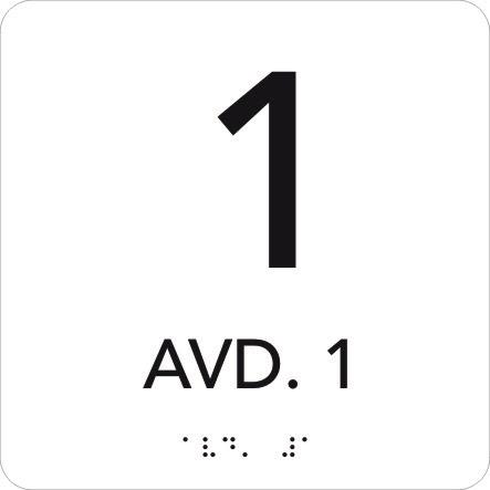 UniGraphics 6705391 Skylt AVD. 1, taktil, 150 x 150 mm Vit, svart text