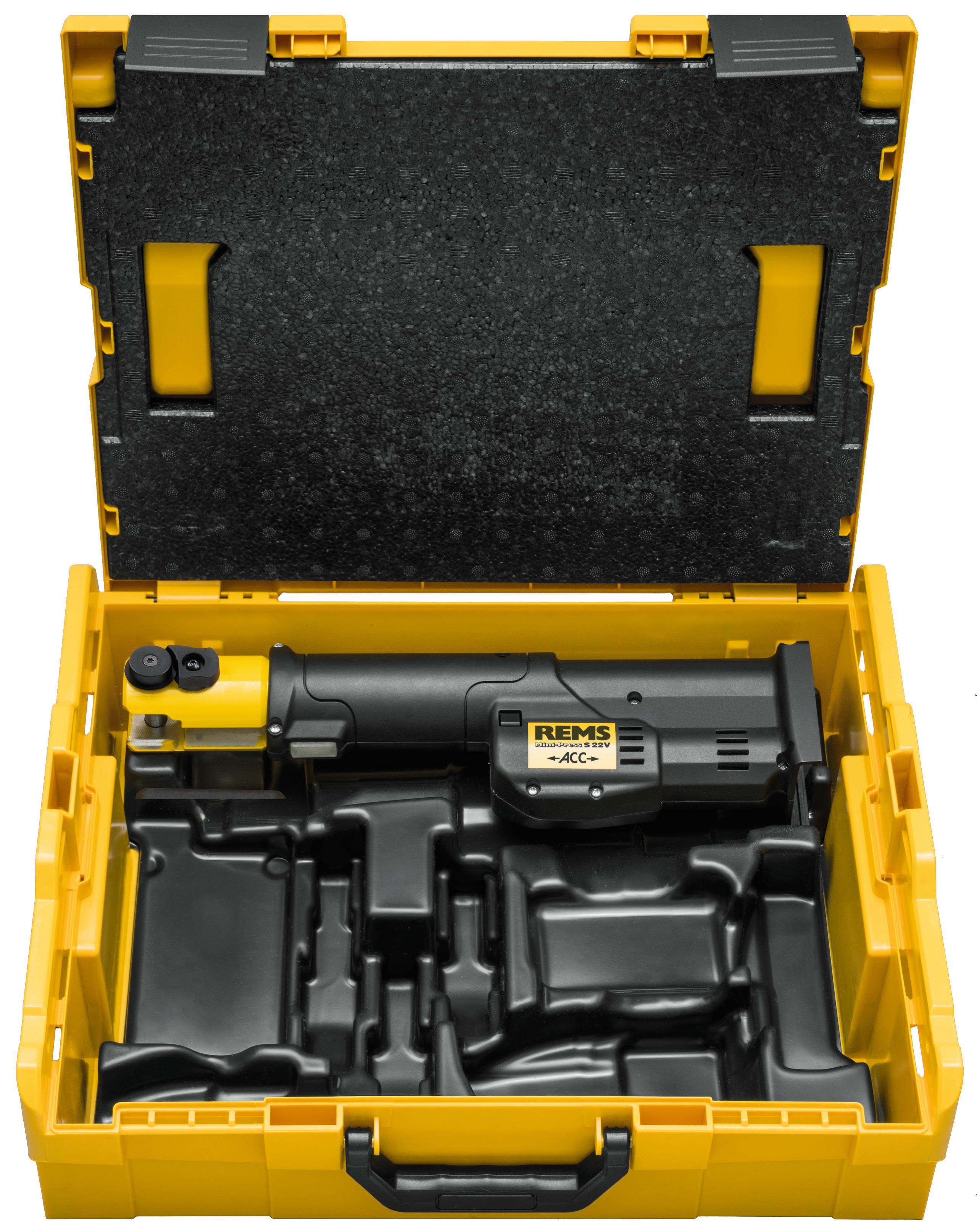 REMS Mini-Press S 22 V ACC Pressmaskine med L-BOXX, uden batteri og oplader