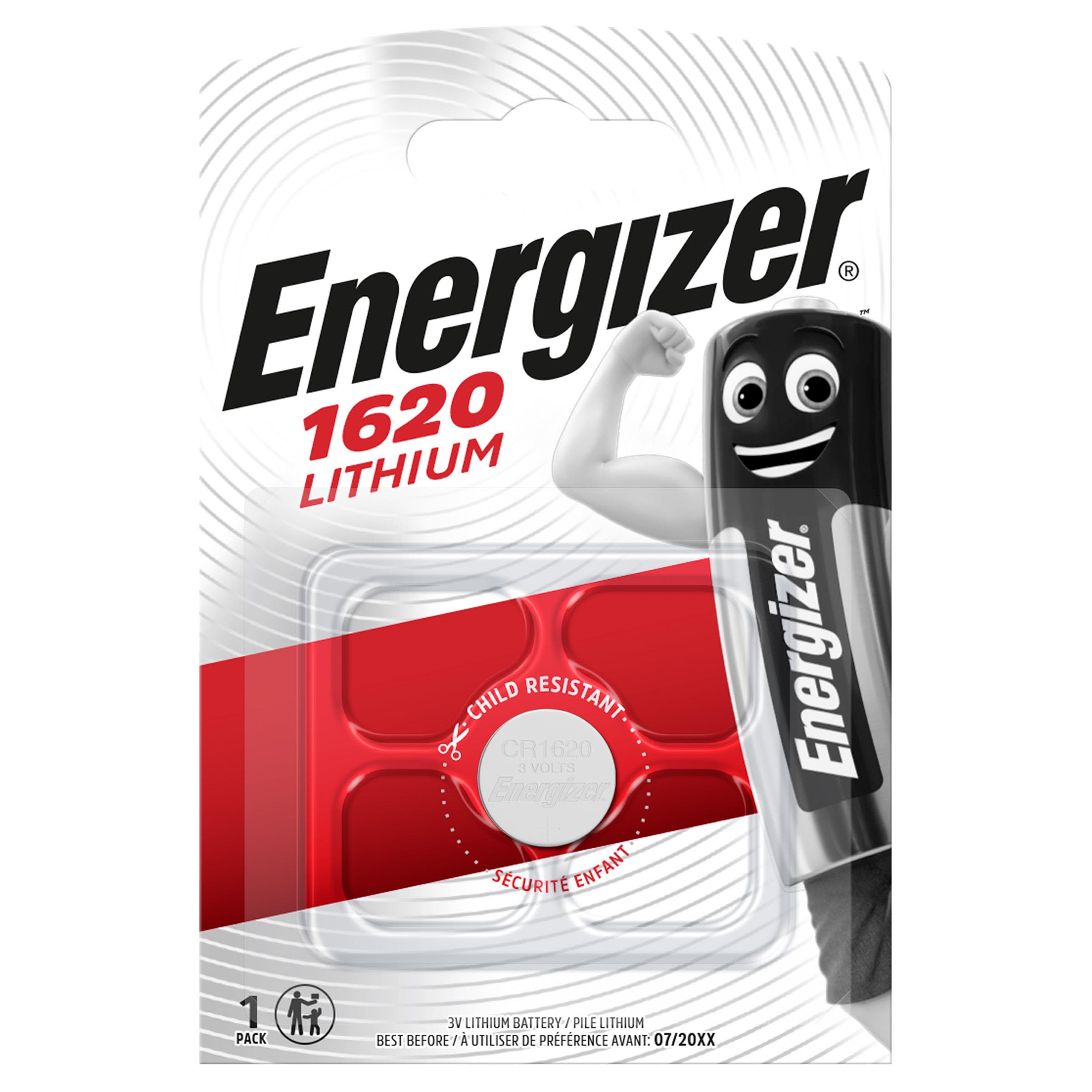 Energizer Lithium knappecellebatteri CR1620 | 3 V DC | 81 mAh | 1-Blister | Sølv