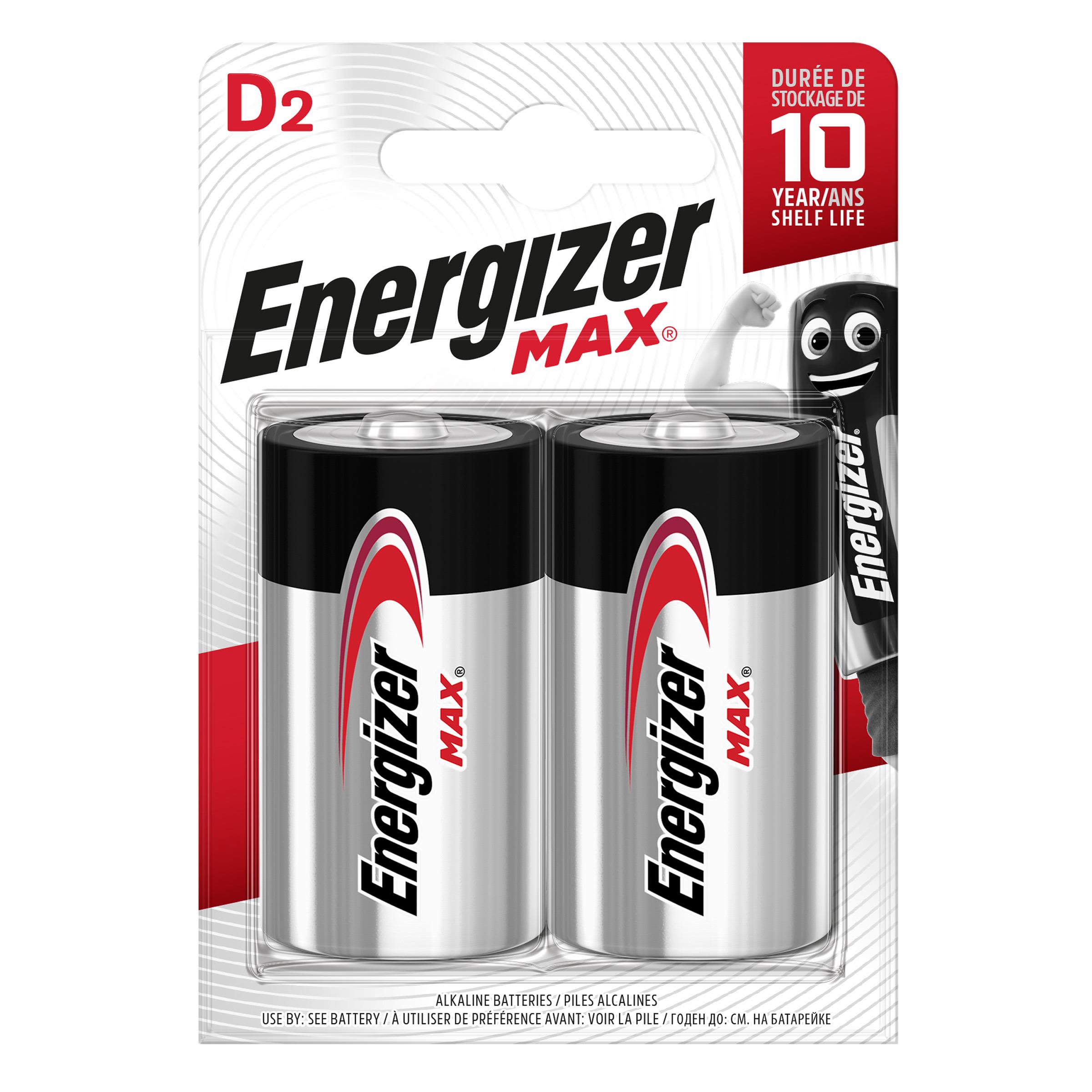 Energizer Max Batteri D, 1,5 V, 2-pakning