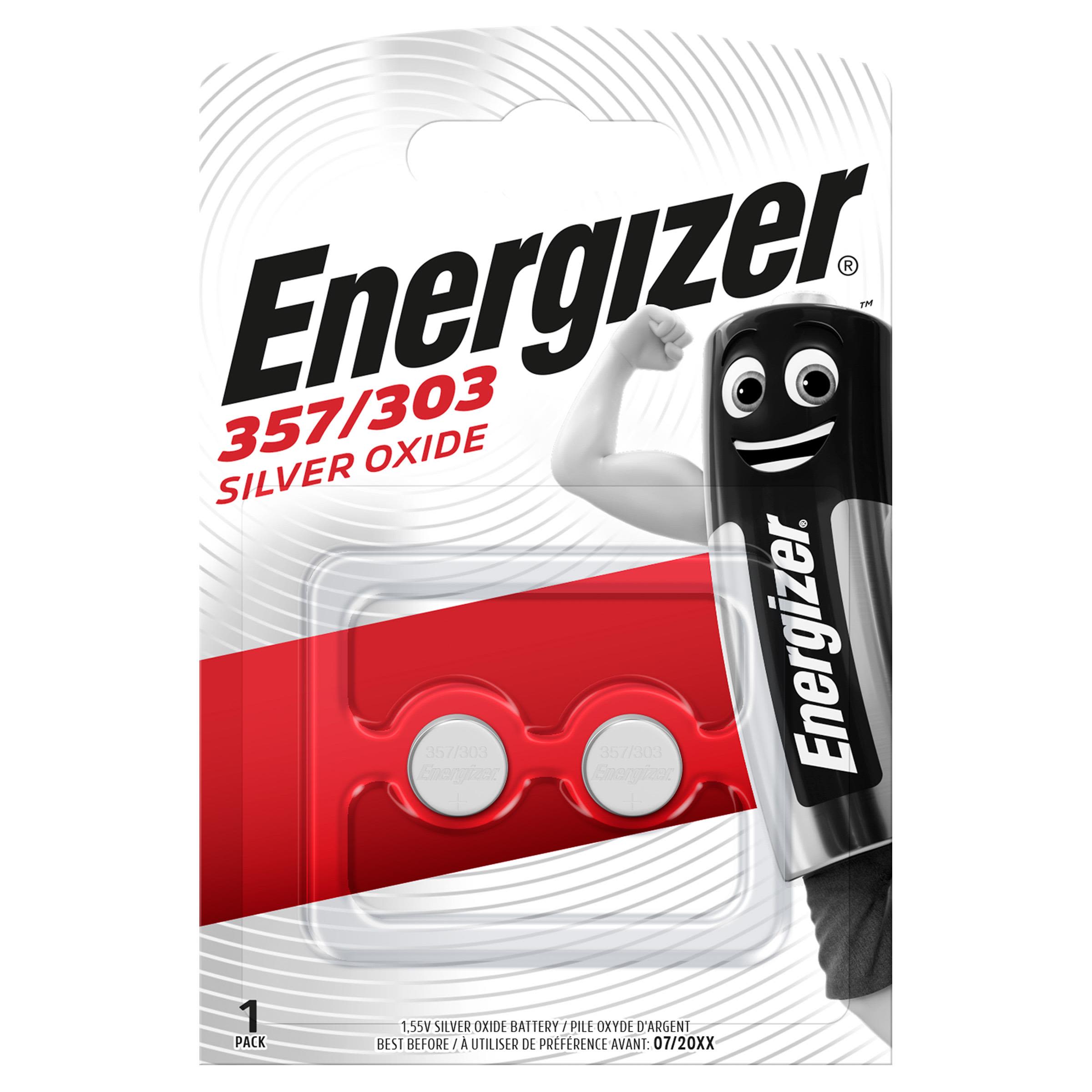 Energizer Silveroxid Knappcellebatteri 357/303, 1,5 V, 2-pakk