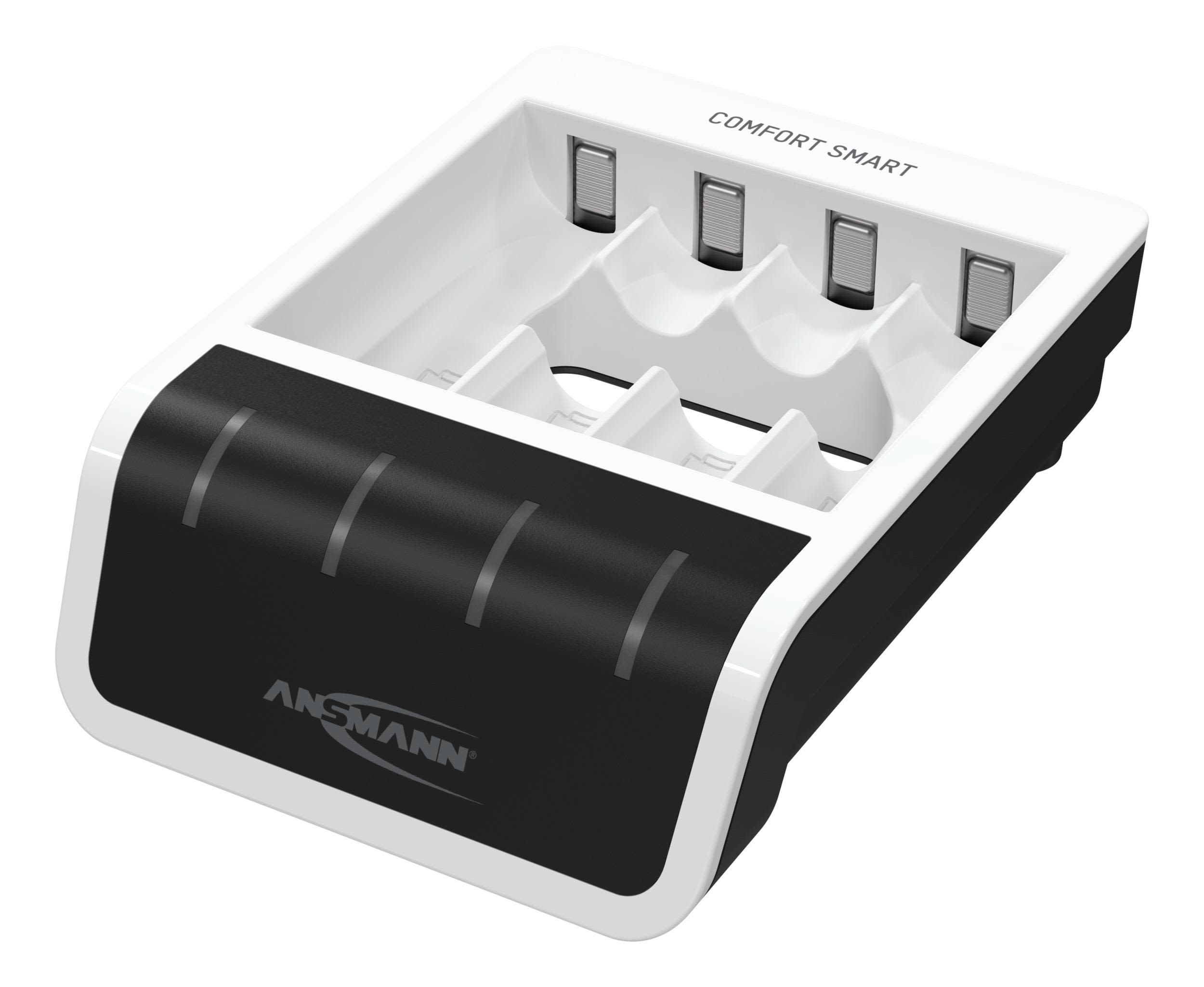 ANSMANN Comfort Smart - 1,5 t USB-batterilader - (for 4xAA/AAA) - 800 mA - svart, hvit