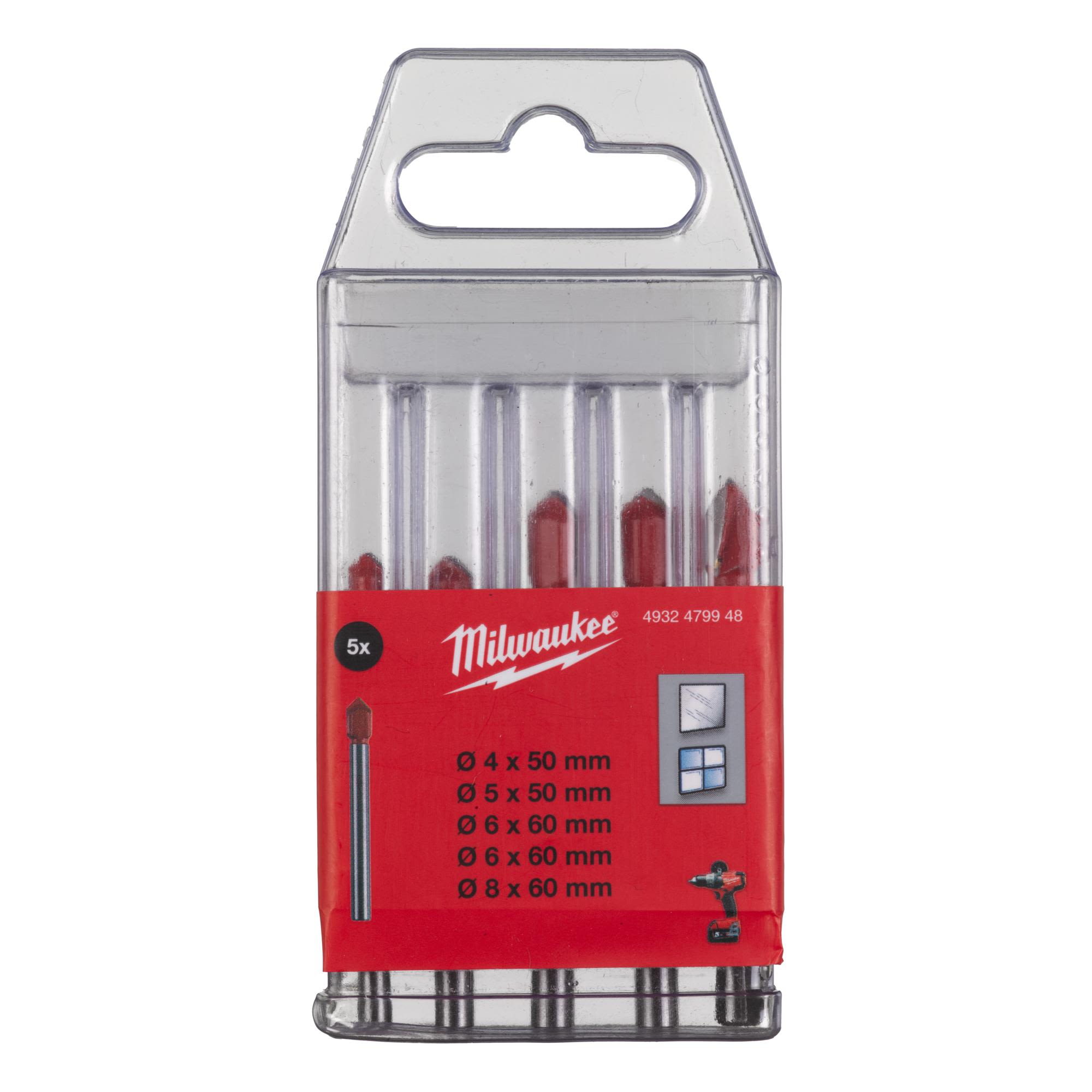 Milwaukee 4932479948 Glas- och kakelborrsats 5 delar