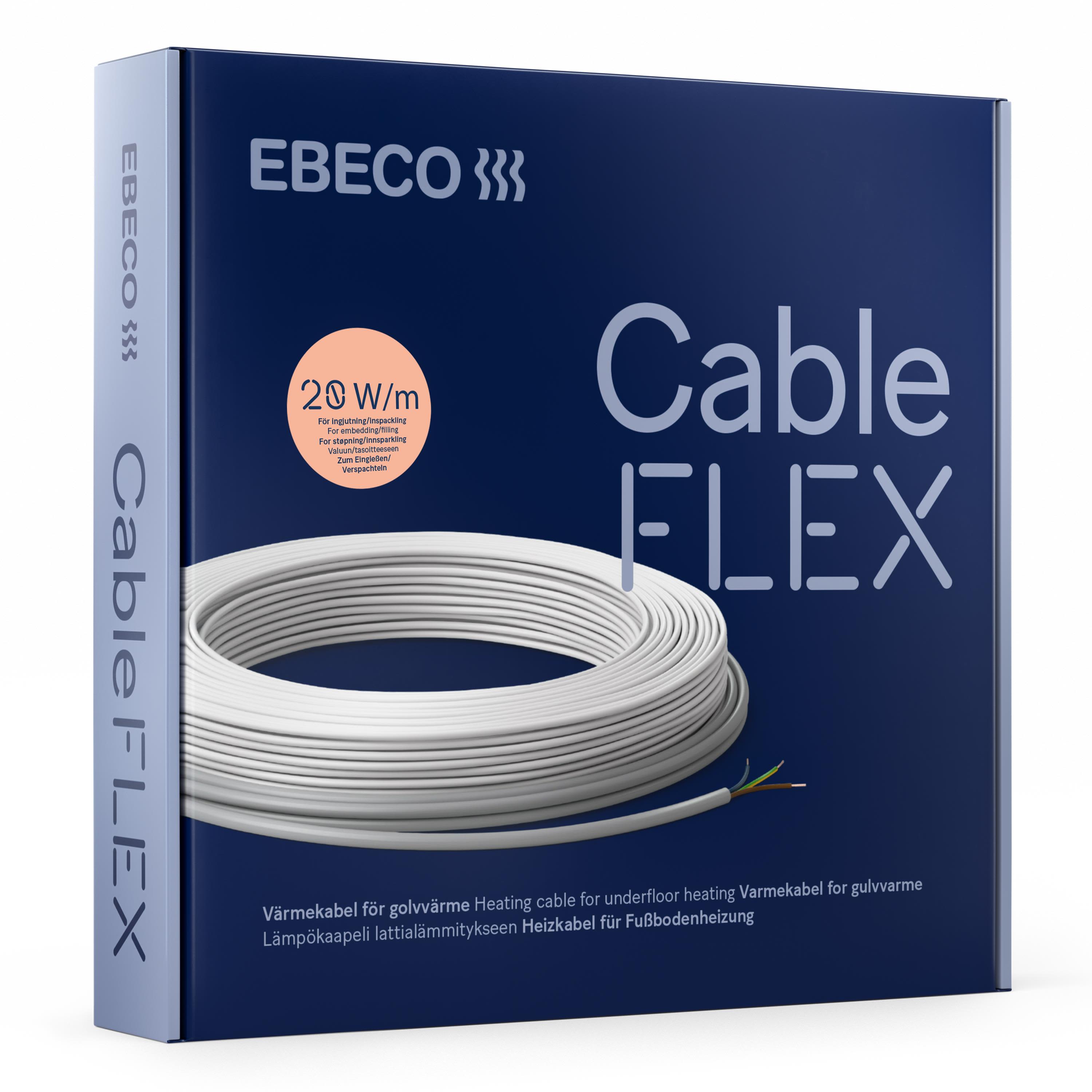 Ebeco Cableflex 20 Golvvärmekabel serieresistiv 2-ledare med skärm 20 W/m