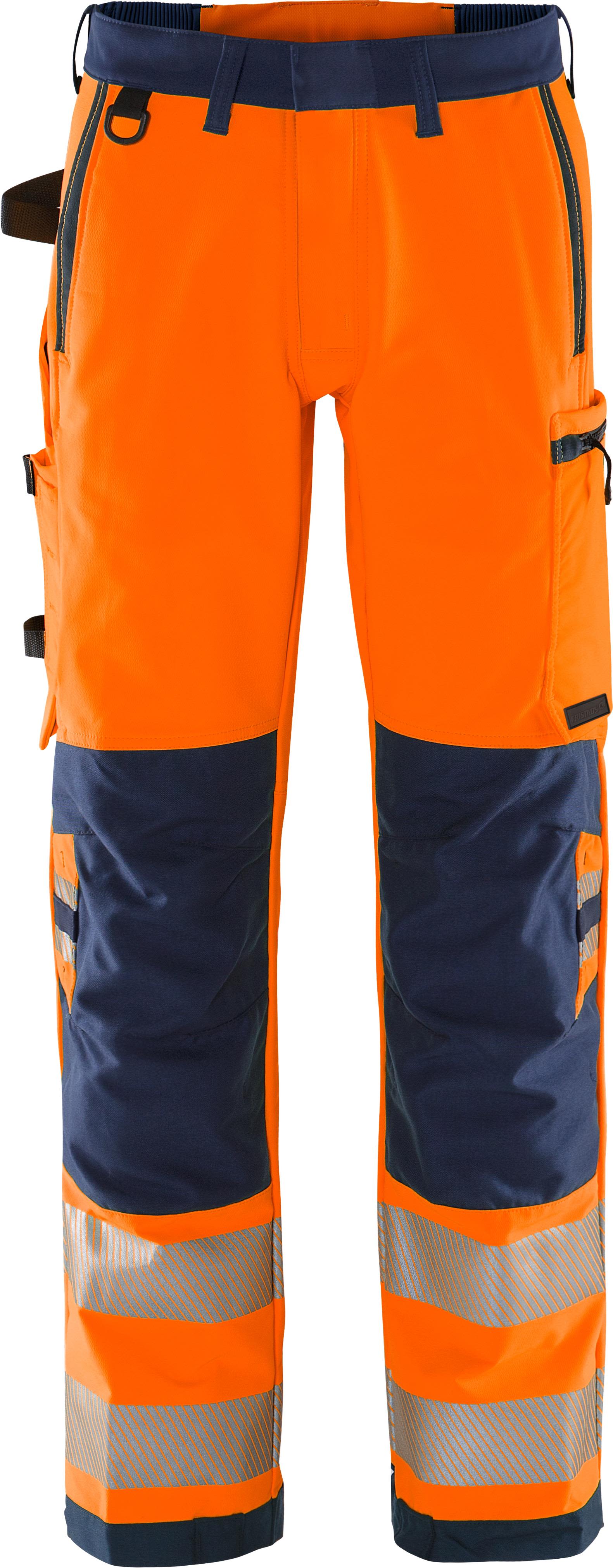 Fristads 2645 GSTP Arbeidsbukse oransje/marineblå Varsel, Oransje/Marineblå