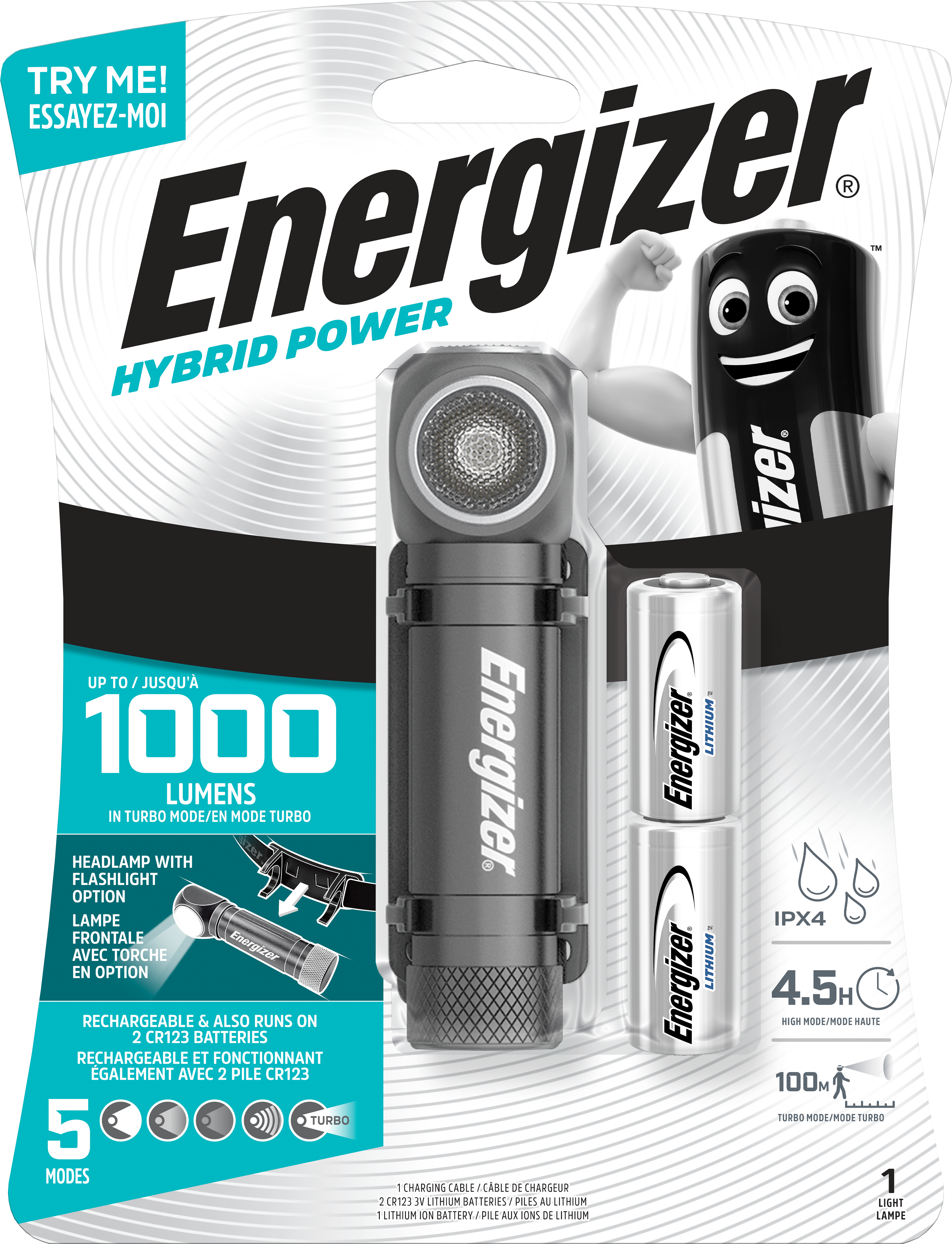 Energizer Hybrid Power Handlampa 1000 lm