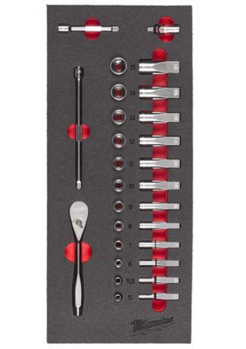 Milwaukee 4932479824 Steel Storage Hylsnyckelsats 28 delar, 1/4