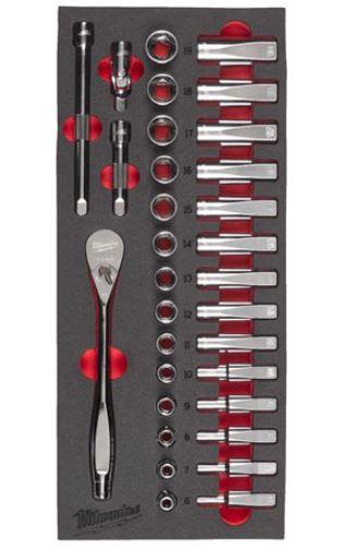 Milwaukee 4932479825 Steel Storage Hylsnyckelsats 32 delar, 3/8