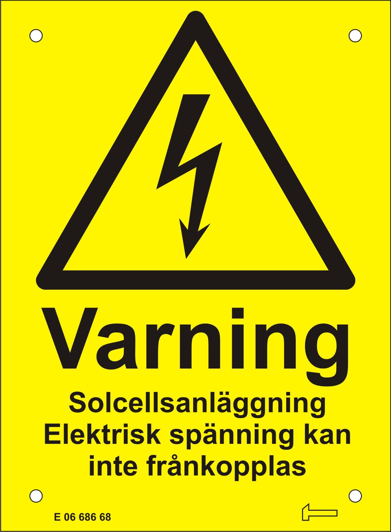 Hammarprodukter V0105146 Skylt för solcellsanläggning