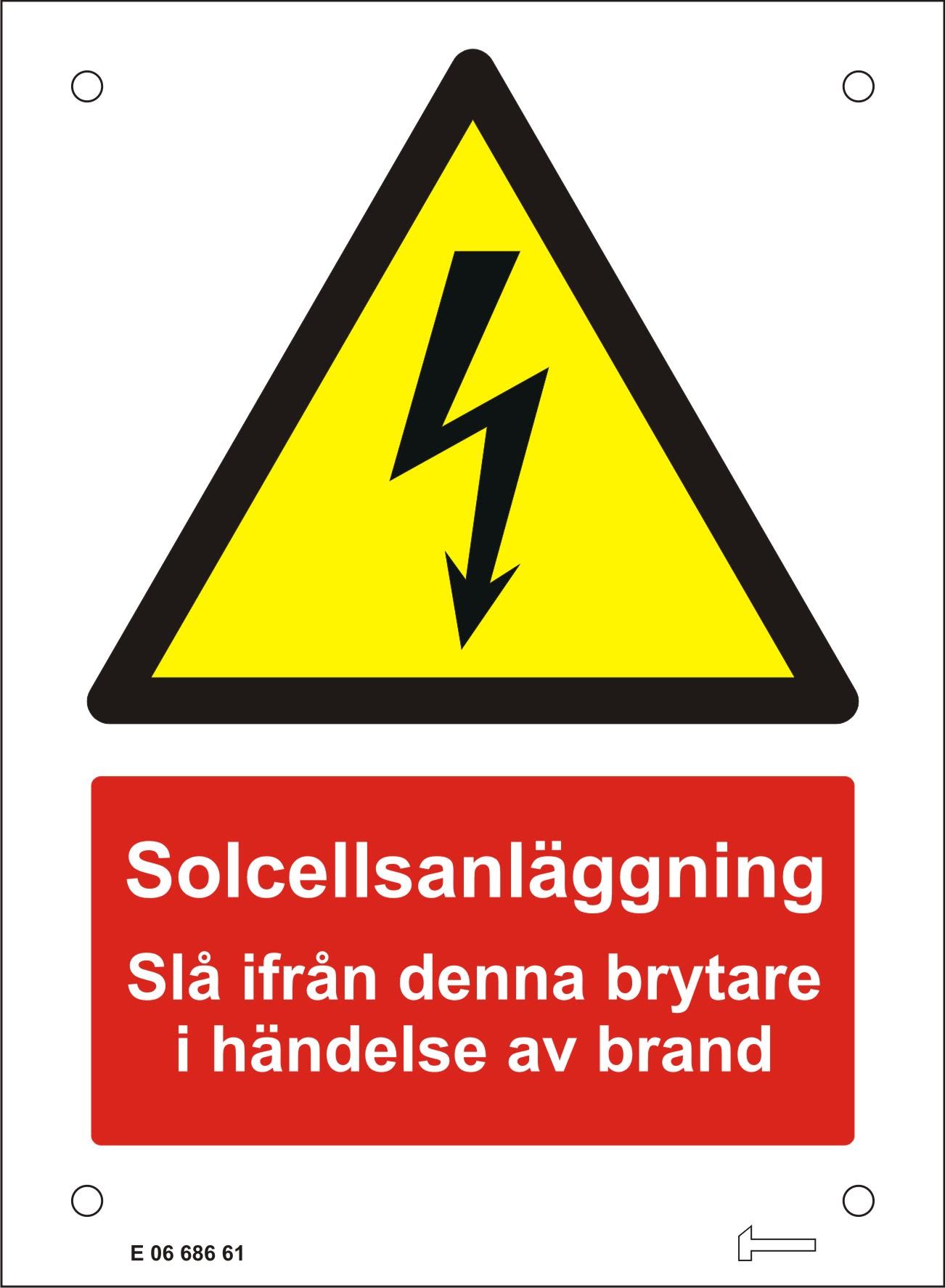 Hammarprodukter V0105122 Skylt för solcellsanläggning
