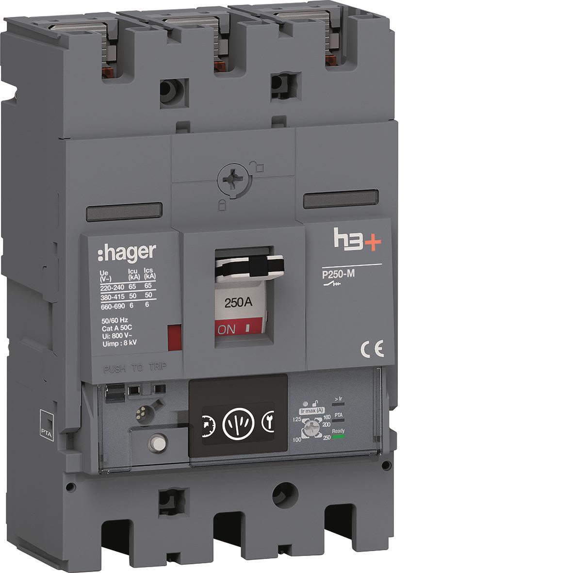 Hager HMT250NR Effektbrytare H3+E, 50kA