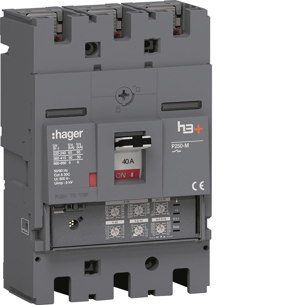 Hager HMT040JR Effektbrytare H3+LSI, 50kA