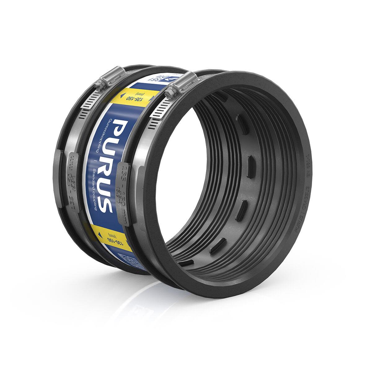 Purus 3032541 Gumminippel svart, med slangklämmor