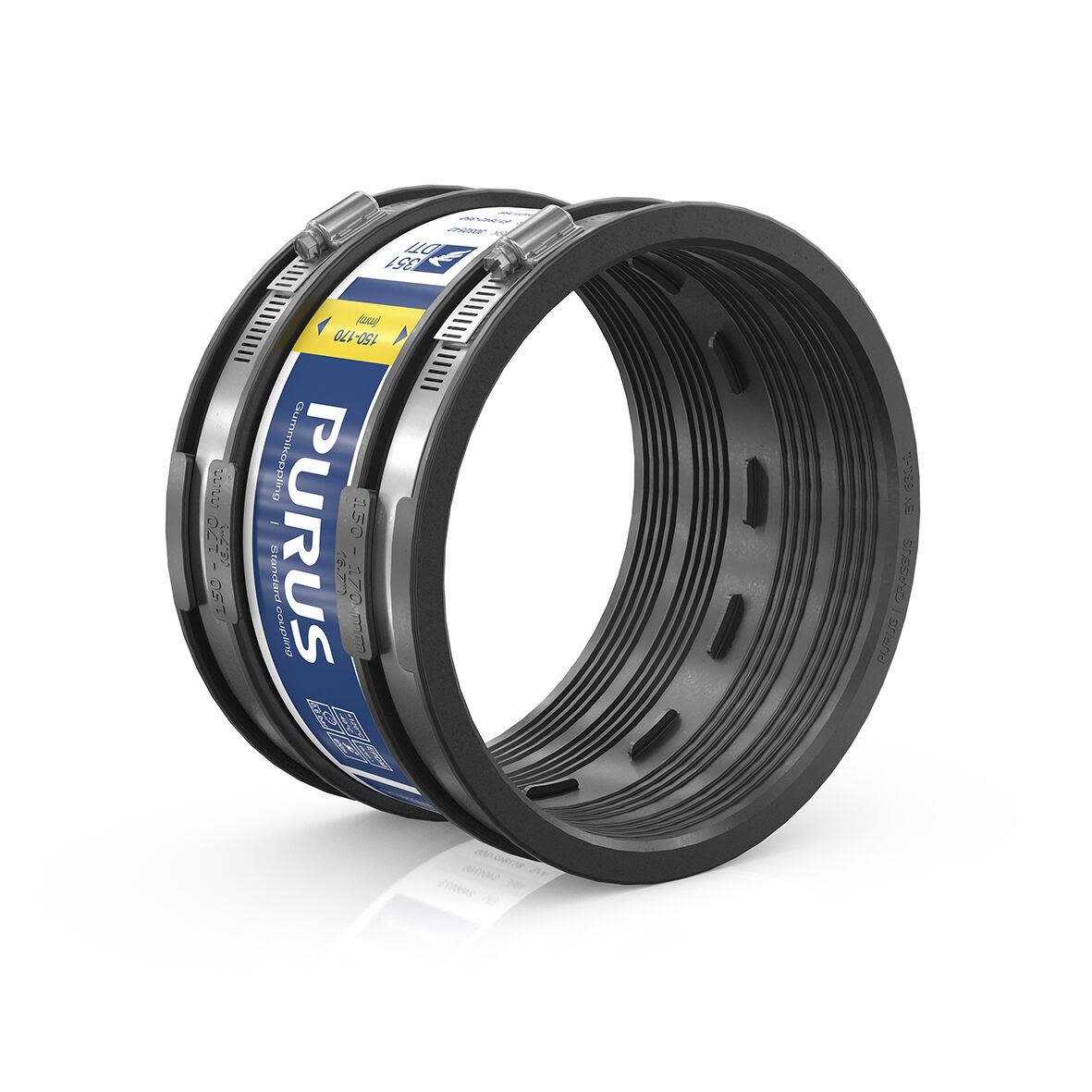 Purus 3032542 Gumminippel svart, med slangklämmor
