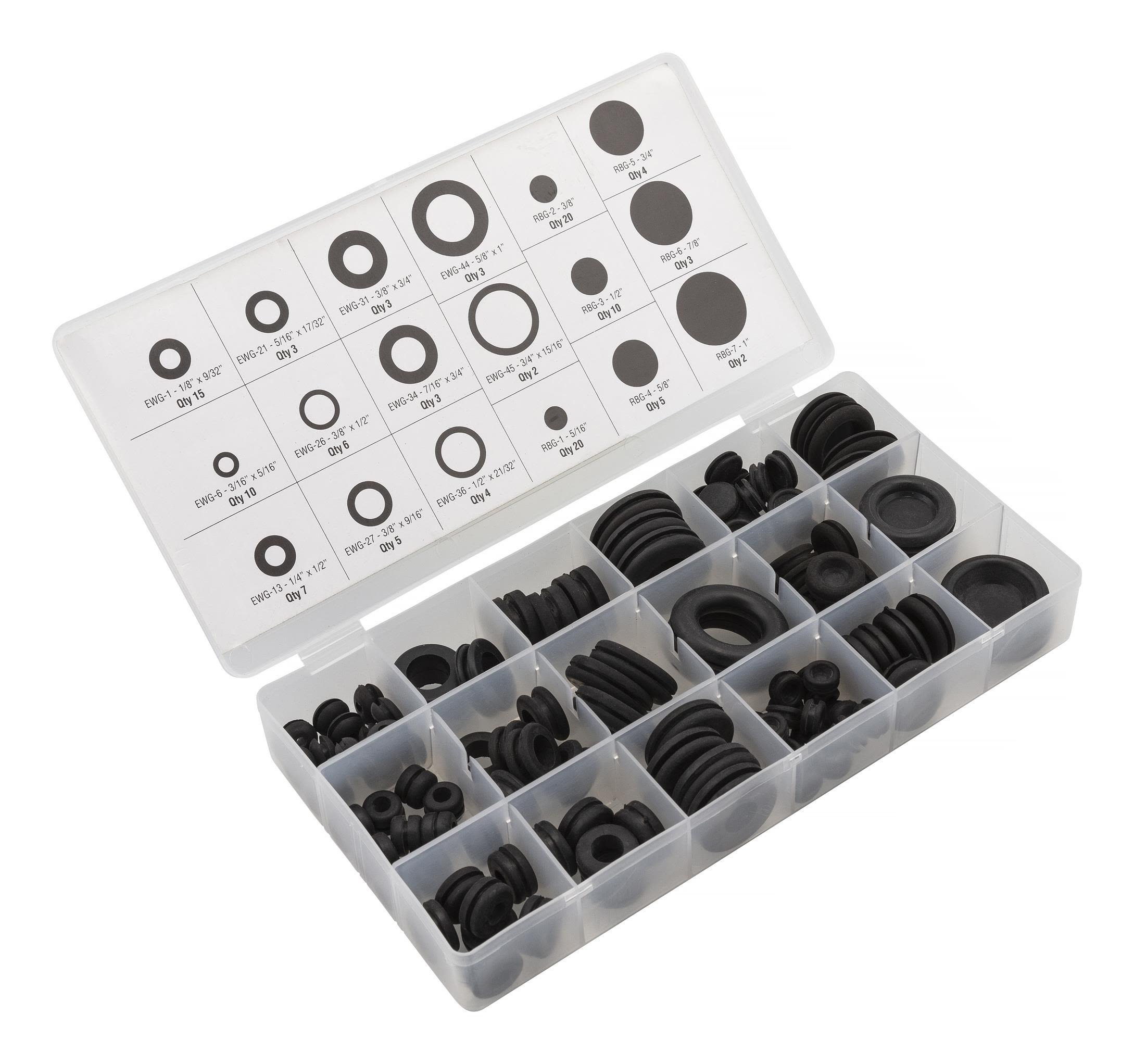 PELA 508689 Verktygssats gummigenomföringsats, 125 delar