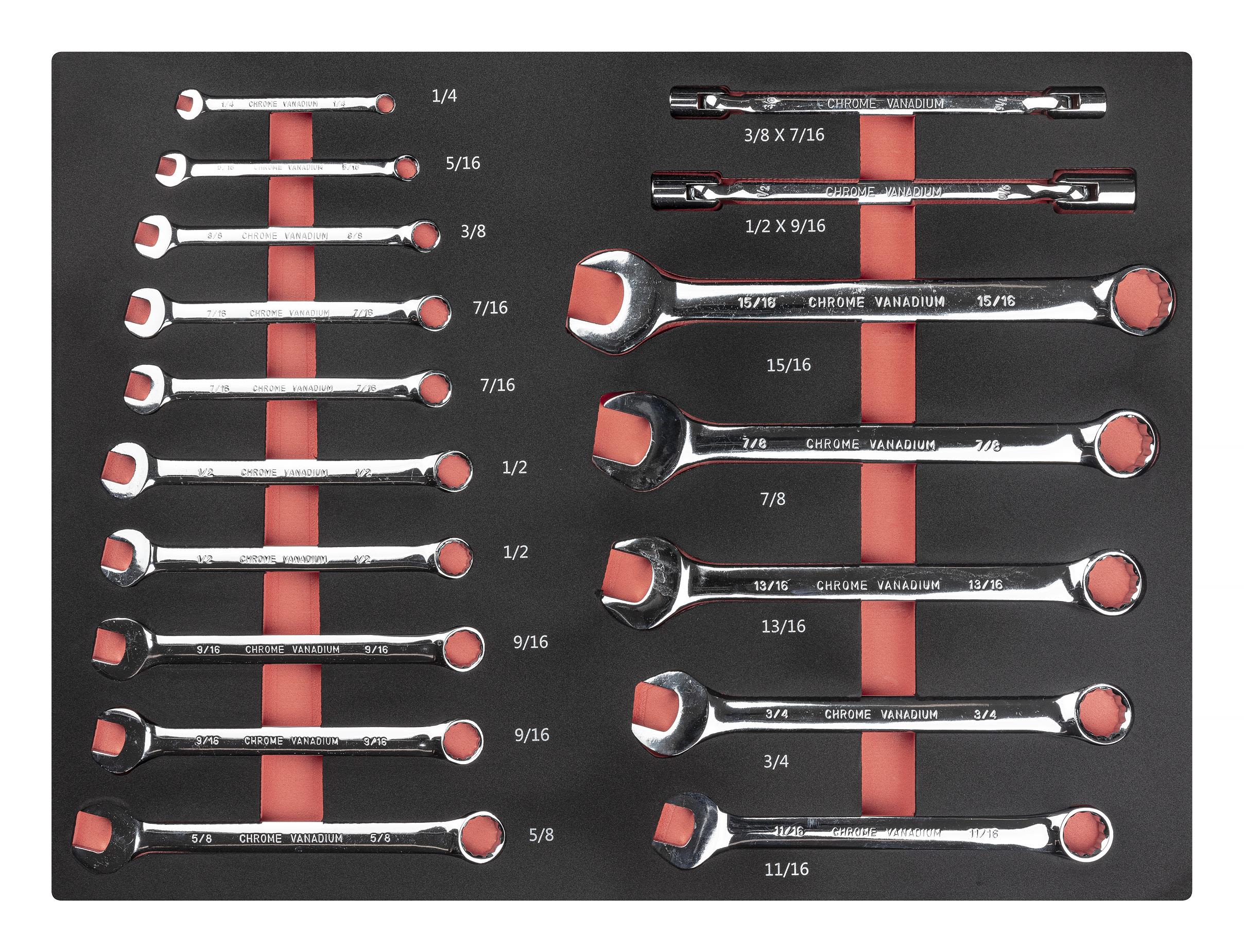 PELA 510930 Kombinasjonsnøkkelsett 17 deler, tom