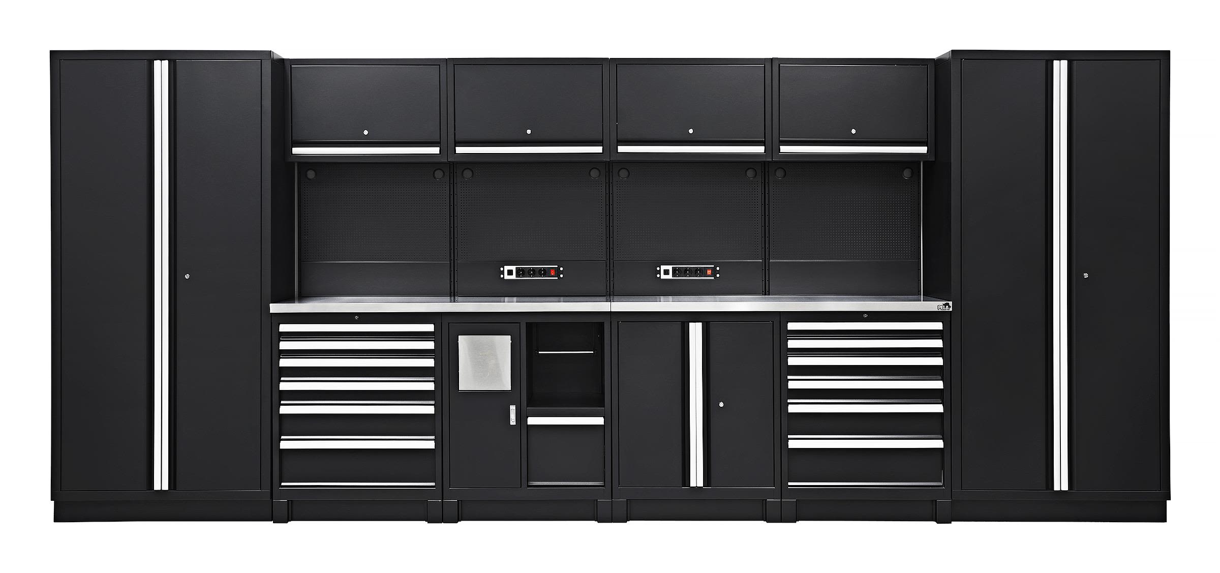 PELA 509665 Verkstadsinredning 4710x573x2000 mm, svart/silver