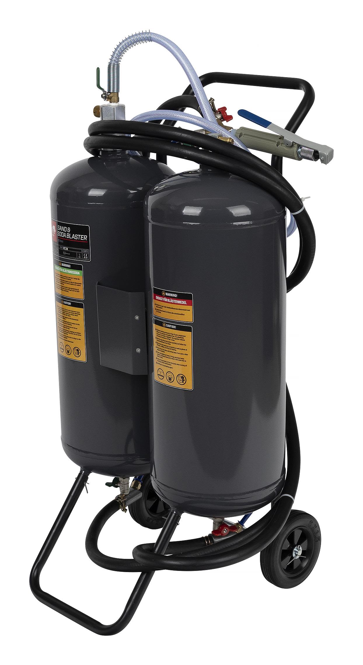 PELA 497943 Dubbelbläster sand och soda, 26 liter, med tillbehör