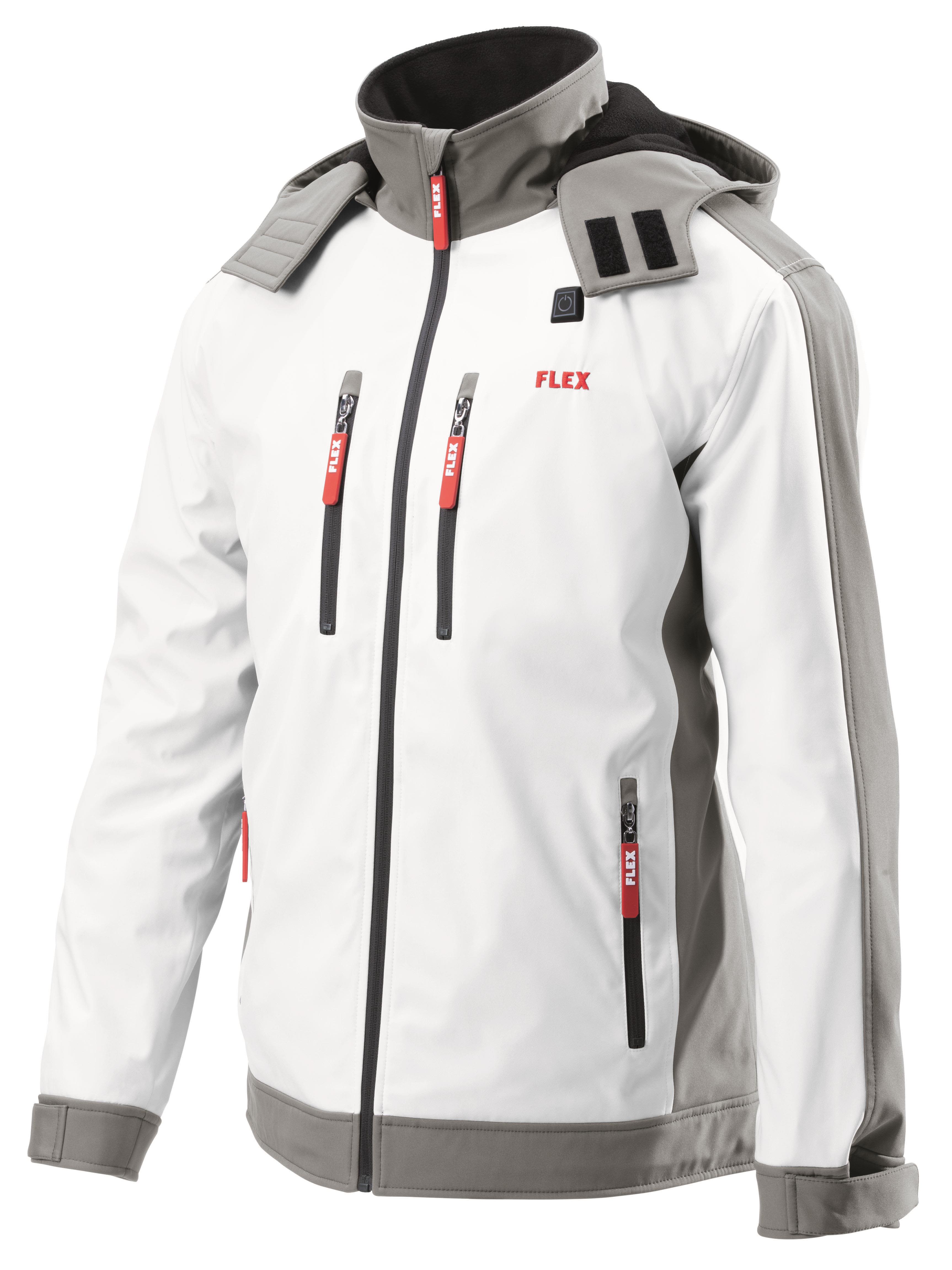 Flex TJD Varmejakke hvit, softshell, uten batteri og lader S
