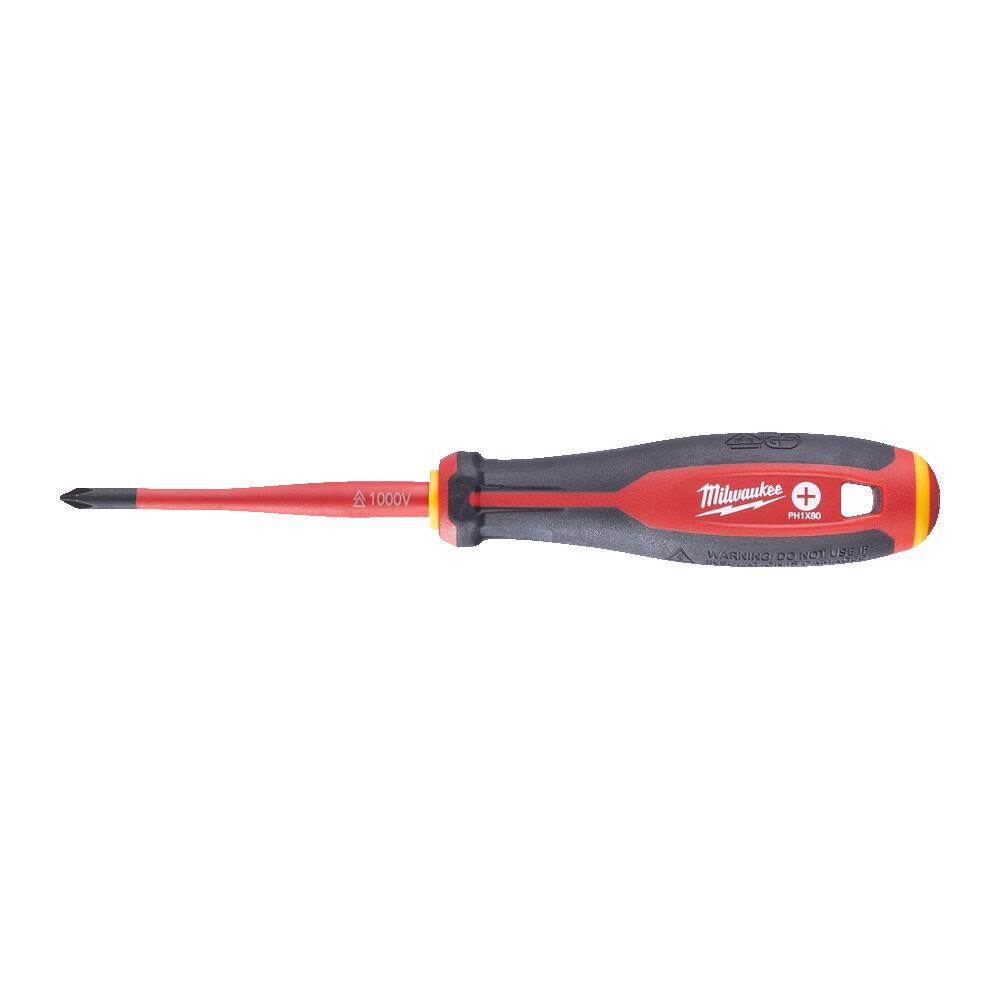 Milwaukee Tri-Lobe VDE Skrutrekker 3-sidet anti-rull håndtak PH1 x 80 mm