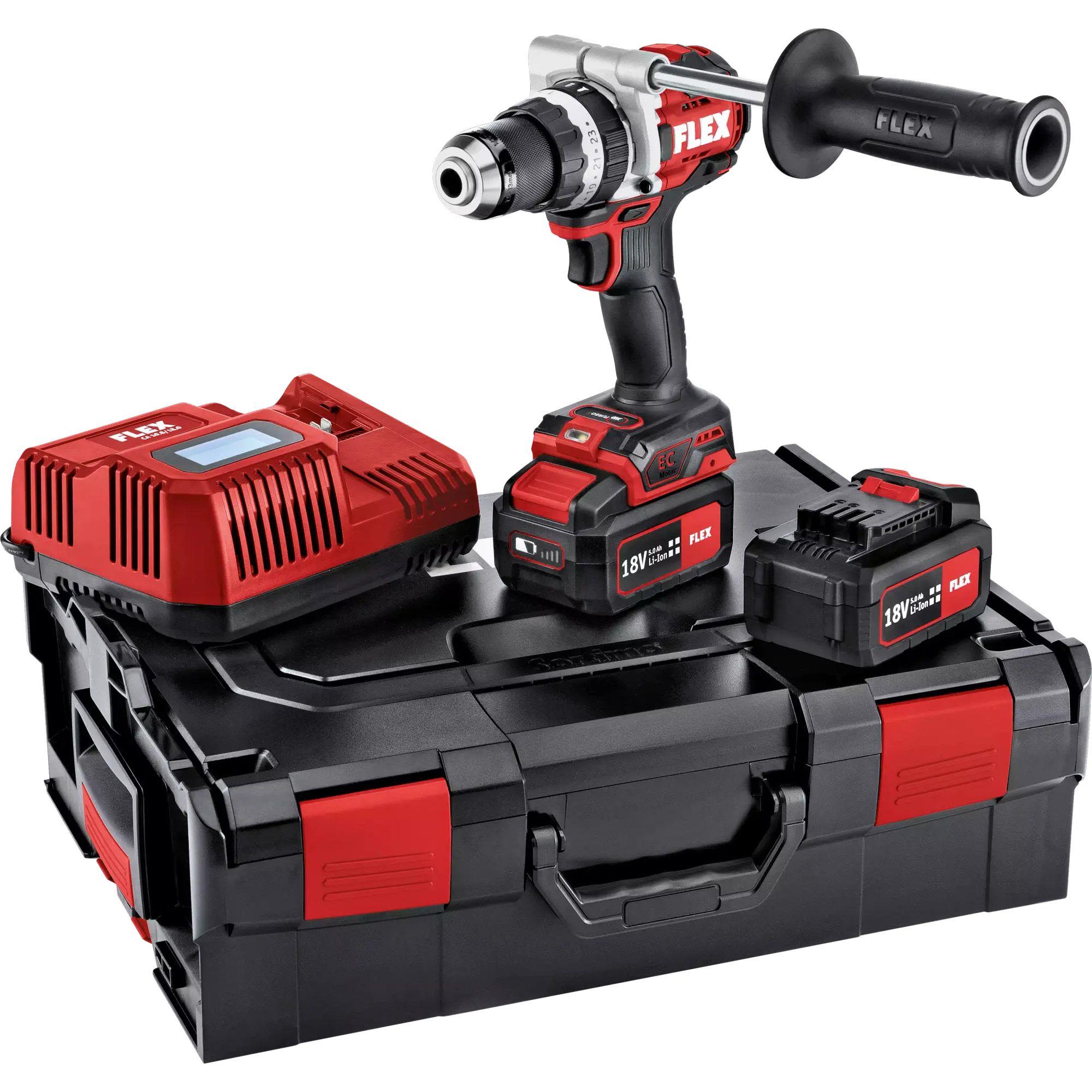 Flex PD2G HD18 SET Skruvdragare med 2 st 5,0 Ah batterier, laddare