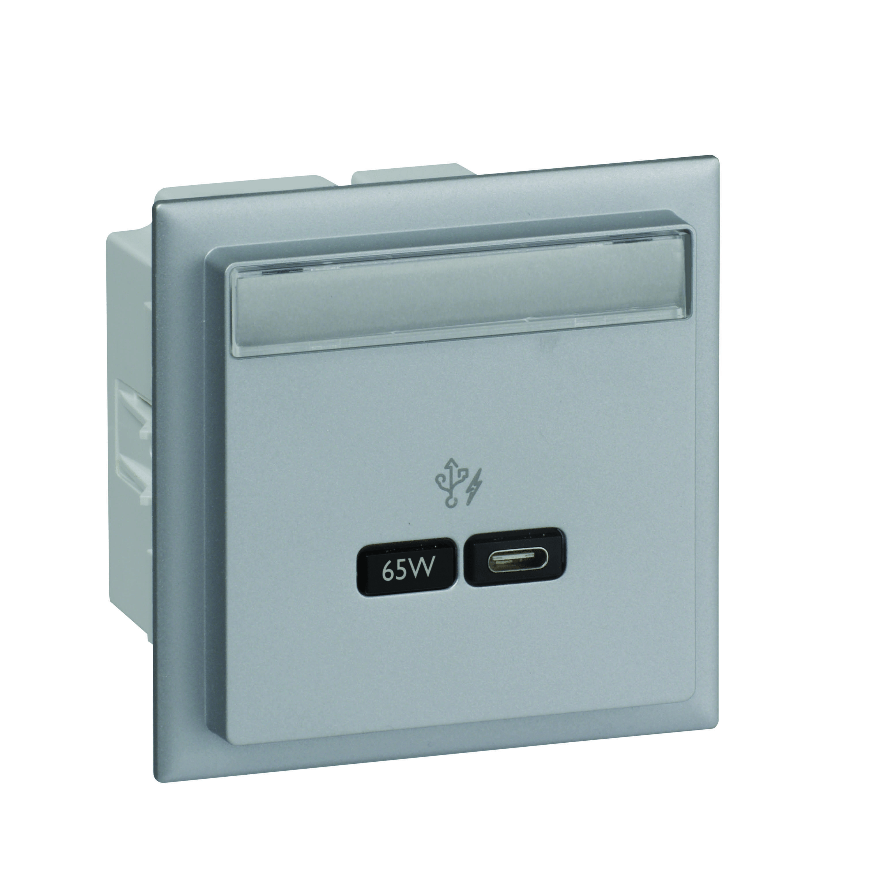 Schneider Electric Unica+ USB-laddare Typ C, 65W Aluminium
