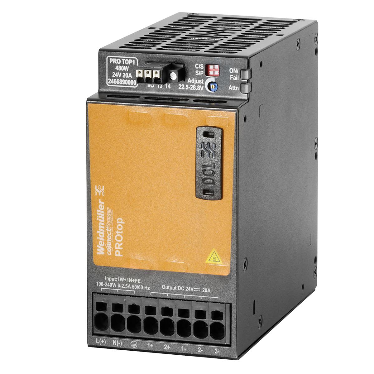 Weidmüller PRO TOP1 Nätaggregat 1-fas 480 W, 24 V, 20 A