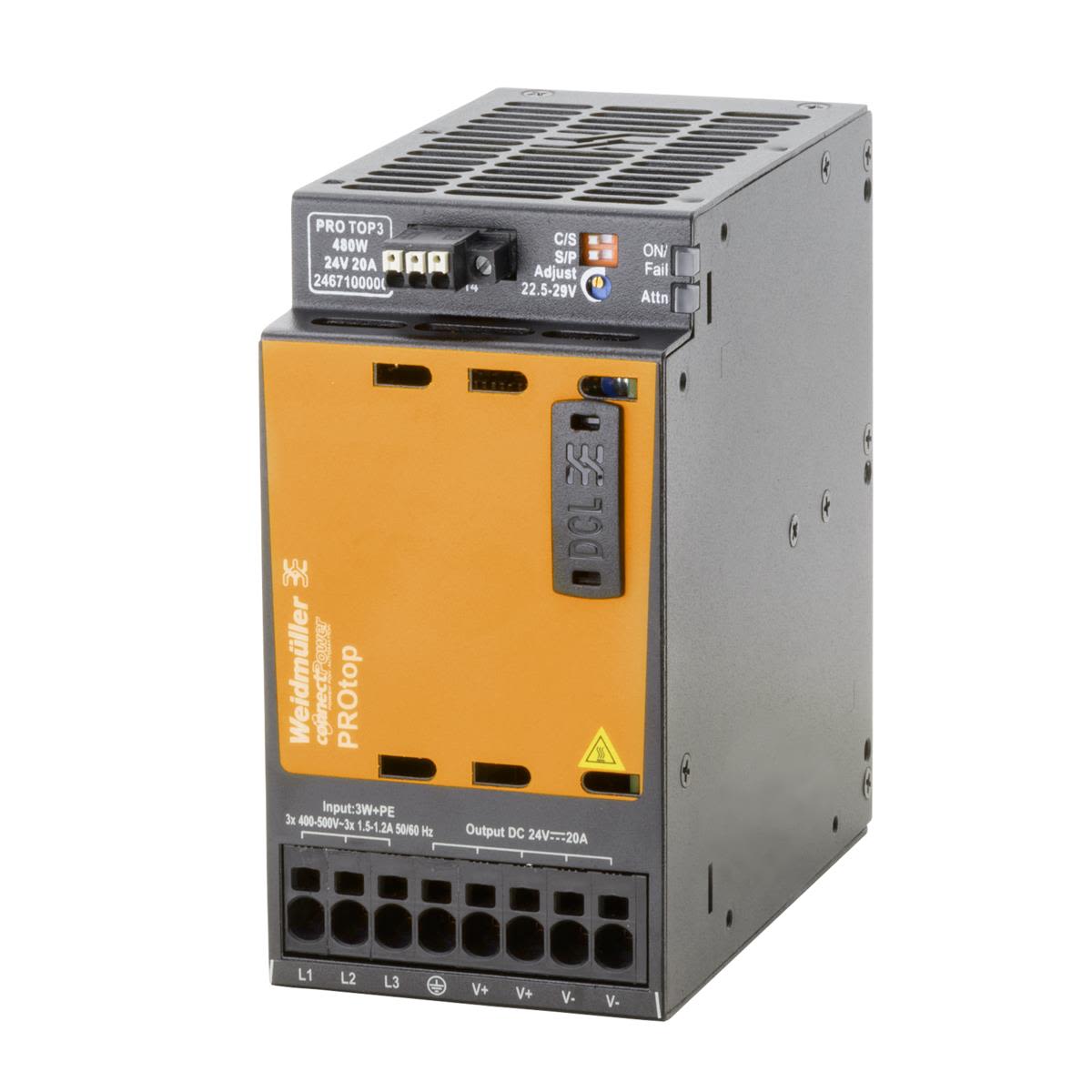 Weidmüller PRO TOP3 Nätaggregat 3-fas 480 W, 24 V, 20 A