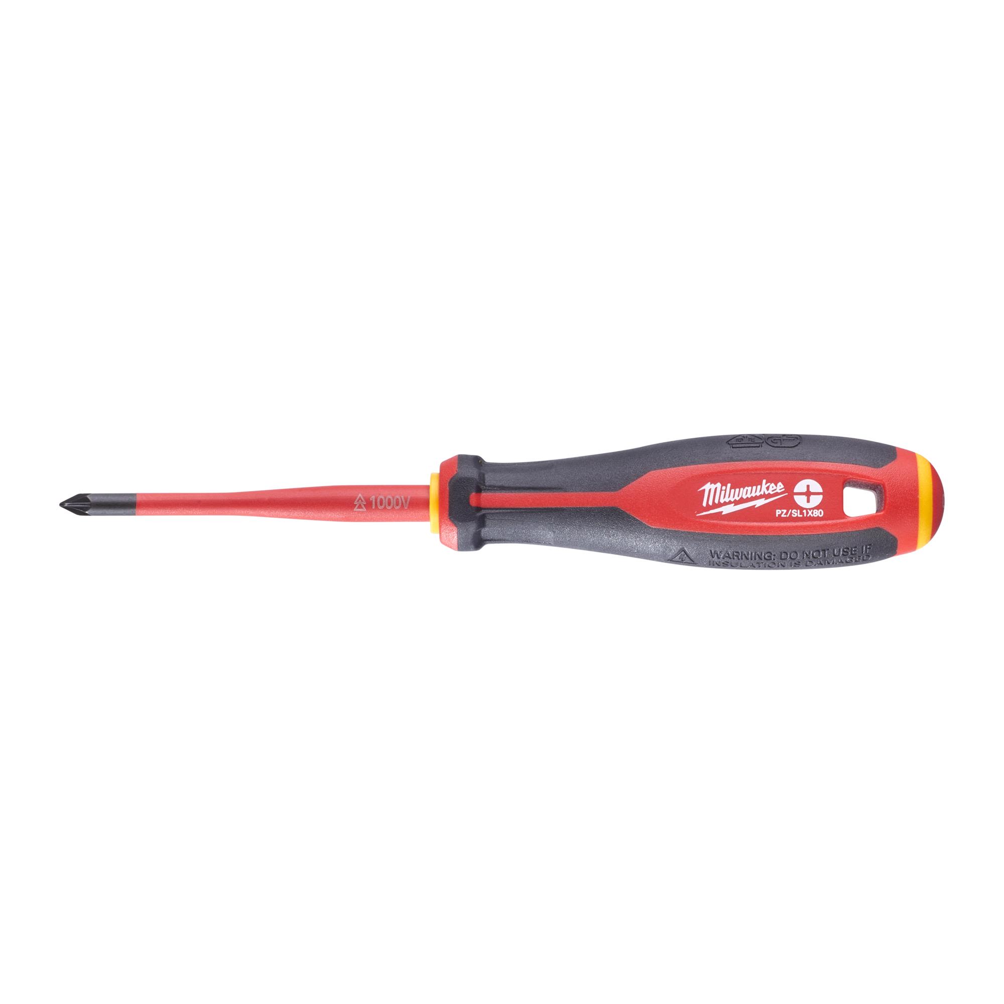 Milwaukee Tri-Lobe VDE Skrutrekker 3-sidet anti-rull håndtak PZ/ SL1 x 80 mm