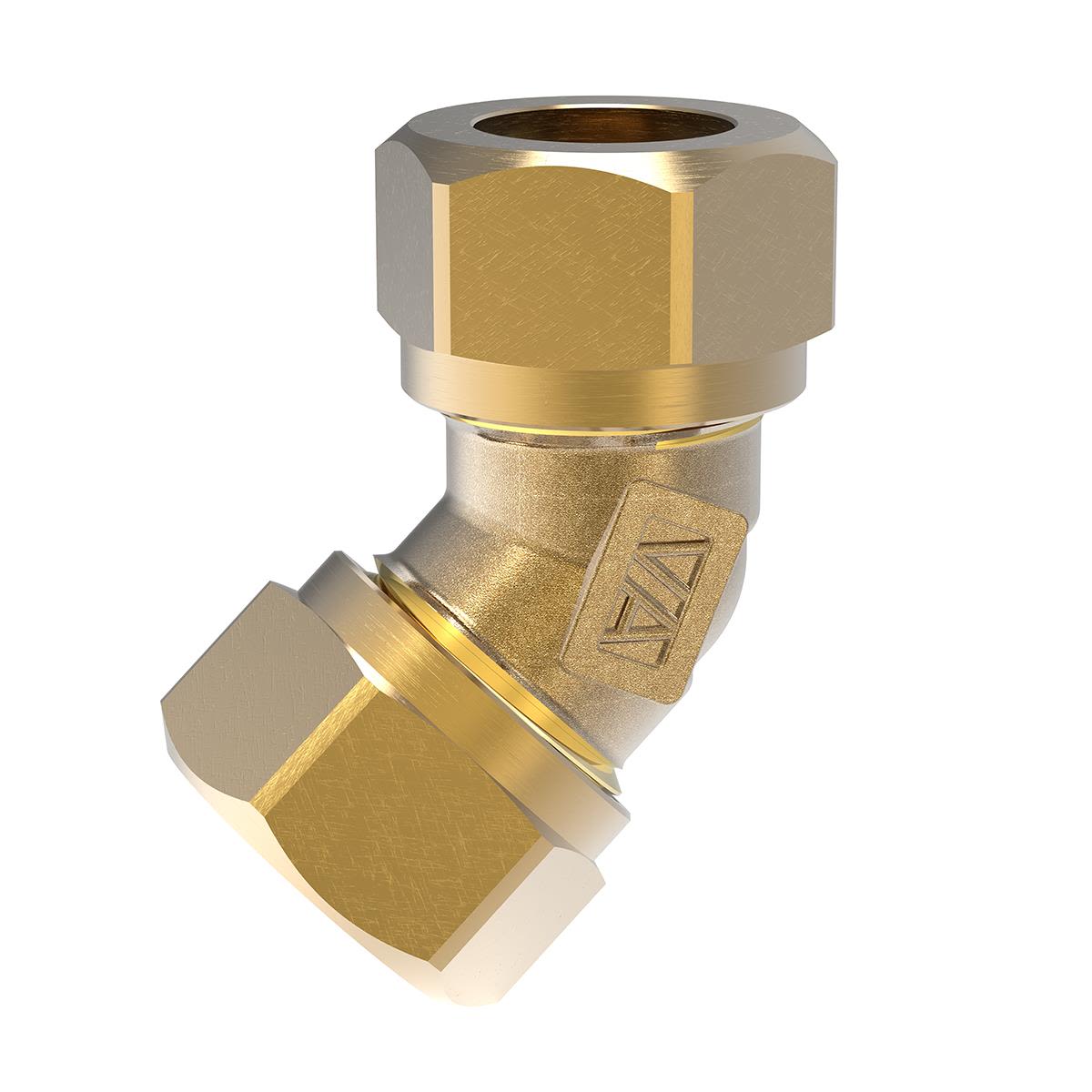 Vatette FG0390500 Vinkelkobling 15mm x 45° Gul