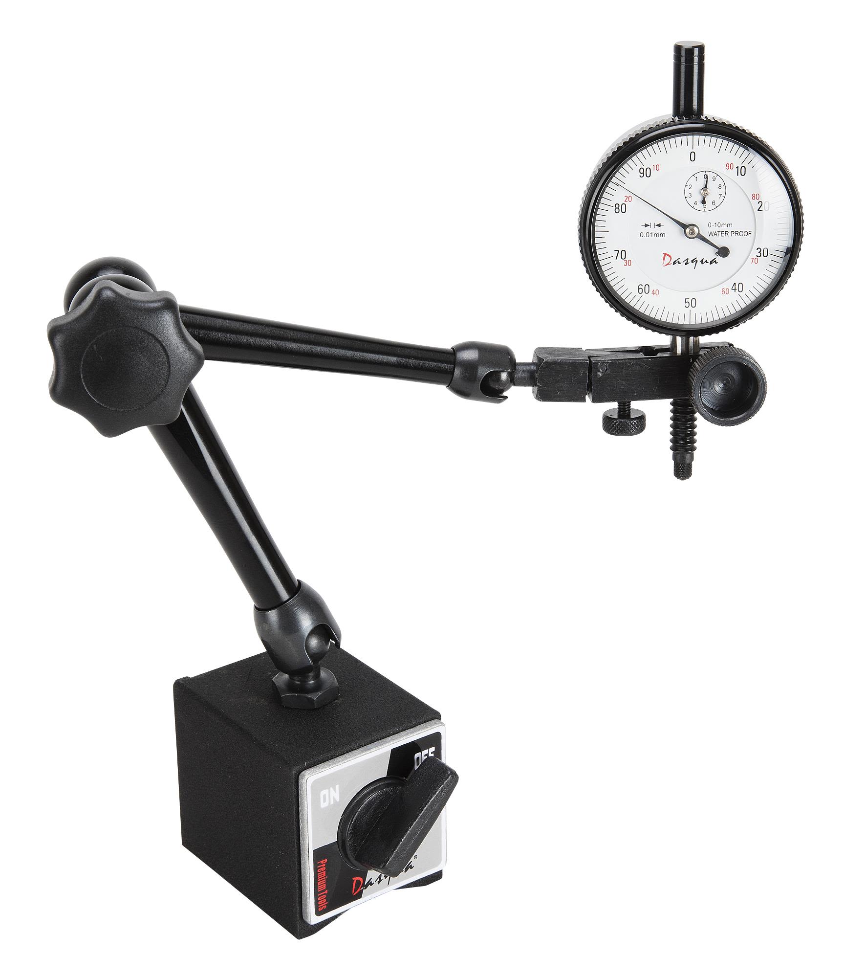 Dasqua 505508 Indikatorklocka 0-10 mm, 80 kg, med stativ