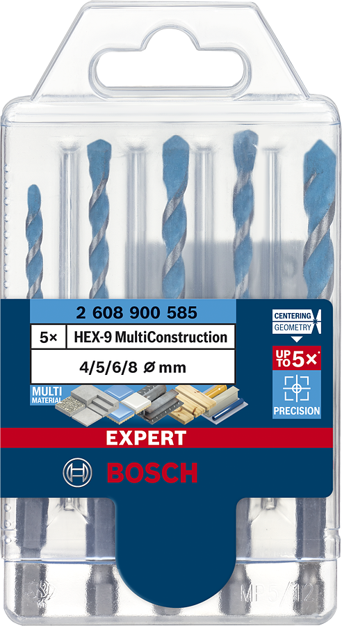 Bosch Expert HEX-9 Multiconstruction Universalborsett 5 deler. 4-8 mm