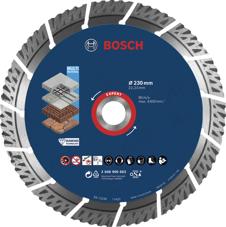 Bosch Expert Multi Material - Diamantskjæreplate - for betong, forsterket betong, murstein, soft stone - 230 mm