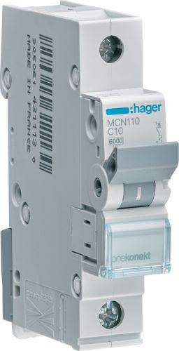 Hager MCN100 Dvärgbrytare 1-pol, 6kA, C-karakteristik 0,5A