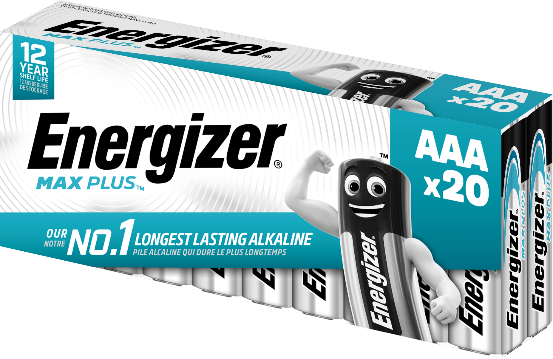 Batterier Energizer Alkaline Max Plus AAA, pakke a 20 stk.