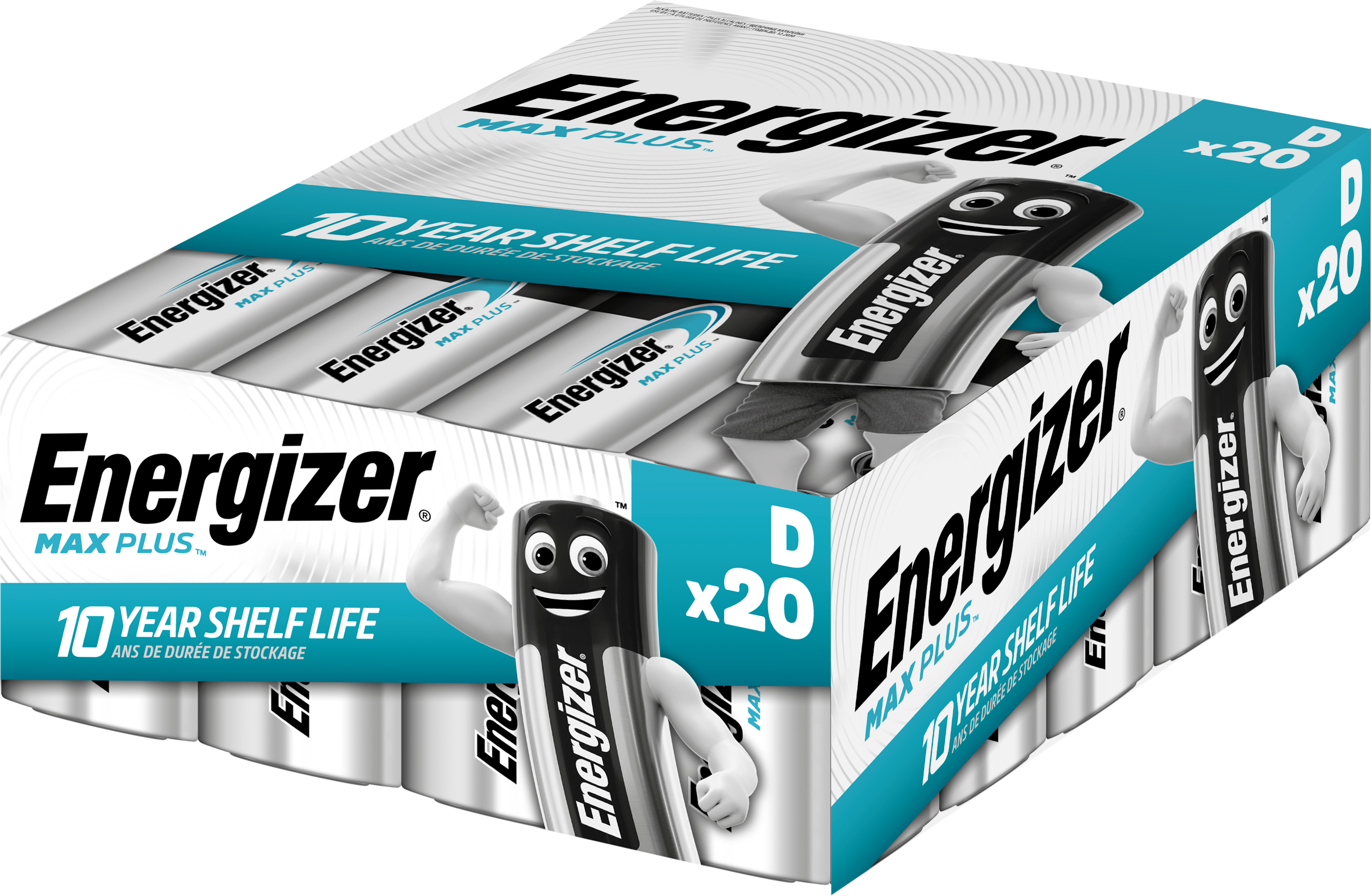 Energizer Max Plus Batteri alkaliskt, D, 1,5 V, 20-pack