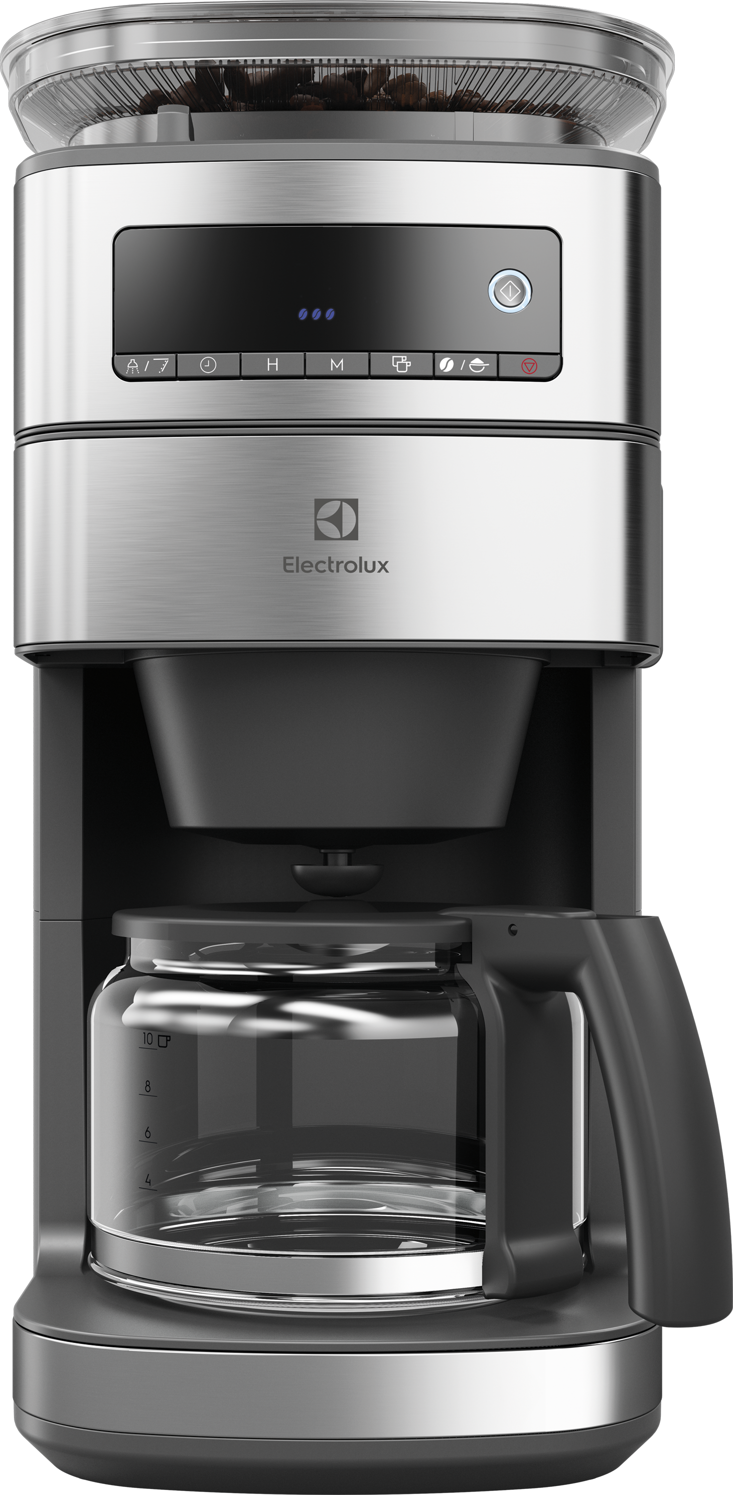 Electrolux E6CM1-5ST Kaffebryggare med kvarn, svart/silver, 915 W