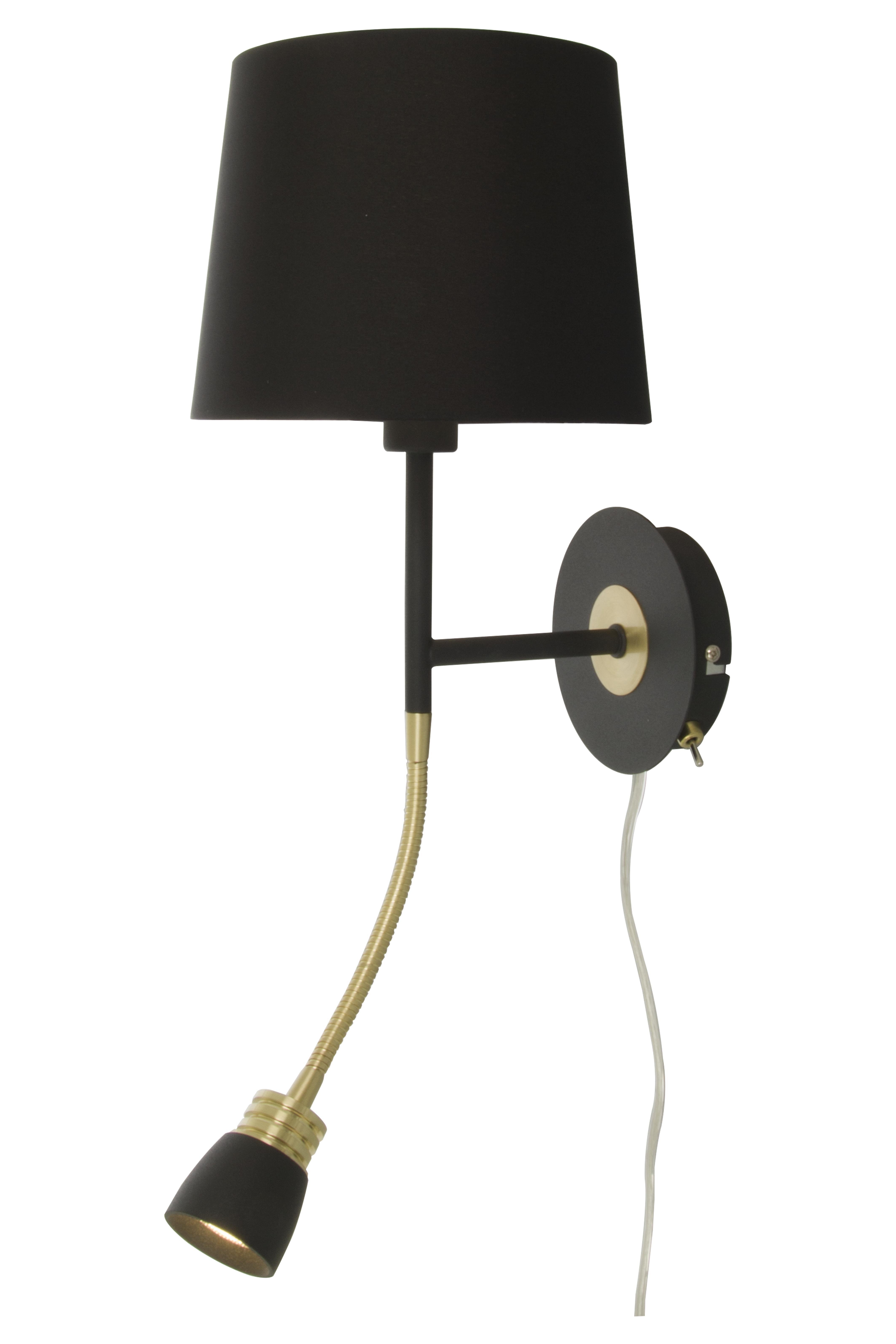 Aneta Lighting Eketorp 10758-15-25 Vägglampa svart/mässing, E14/LED