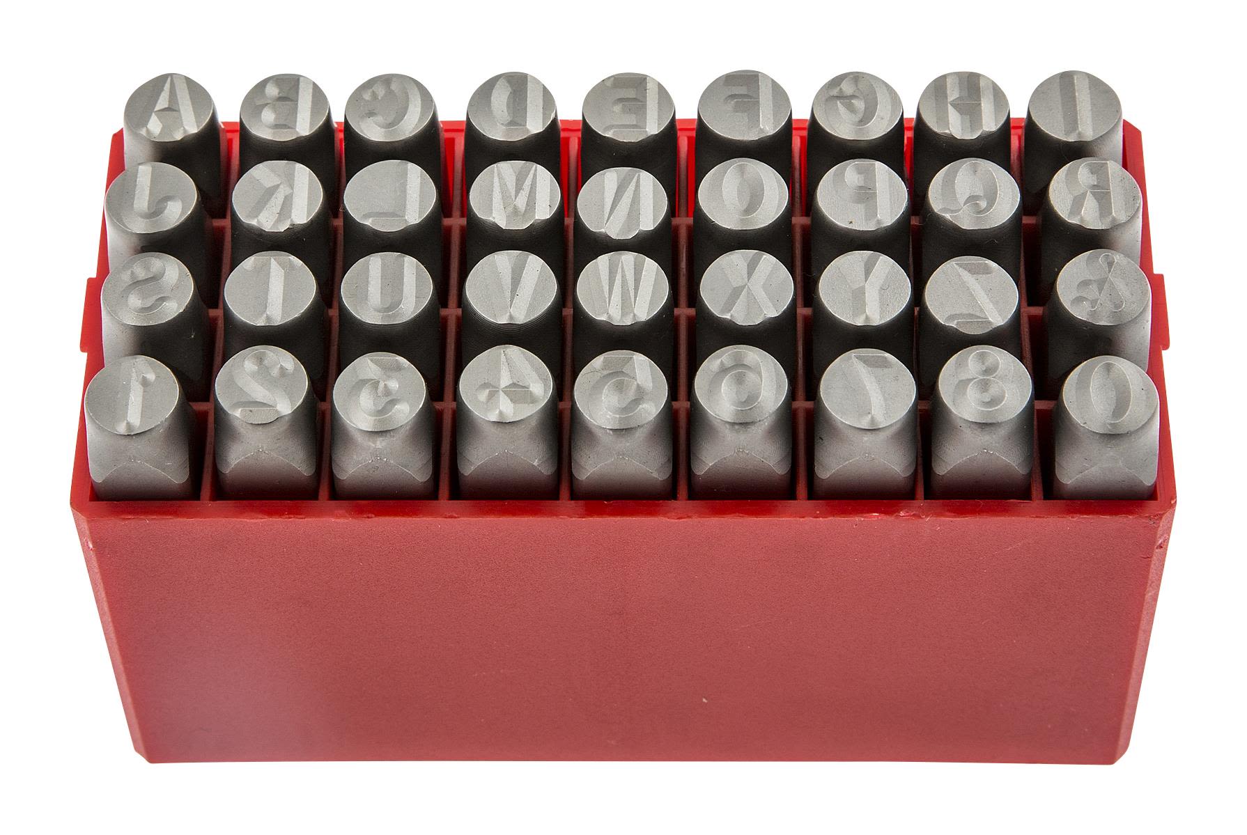 PELA 497922 Bokstavstanser med sifre, 8 mm, 36 deler