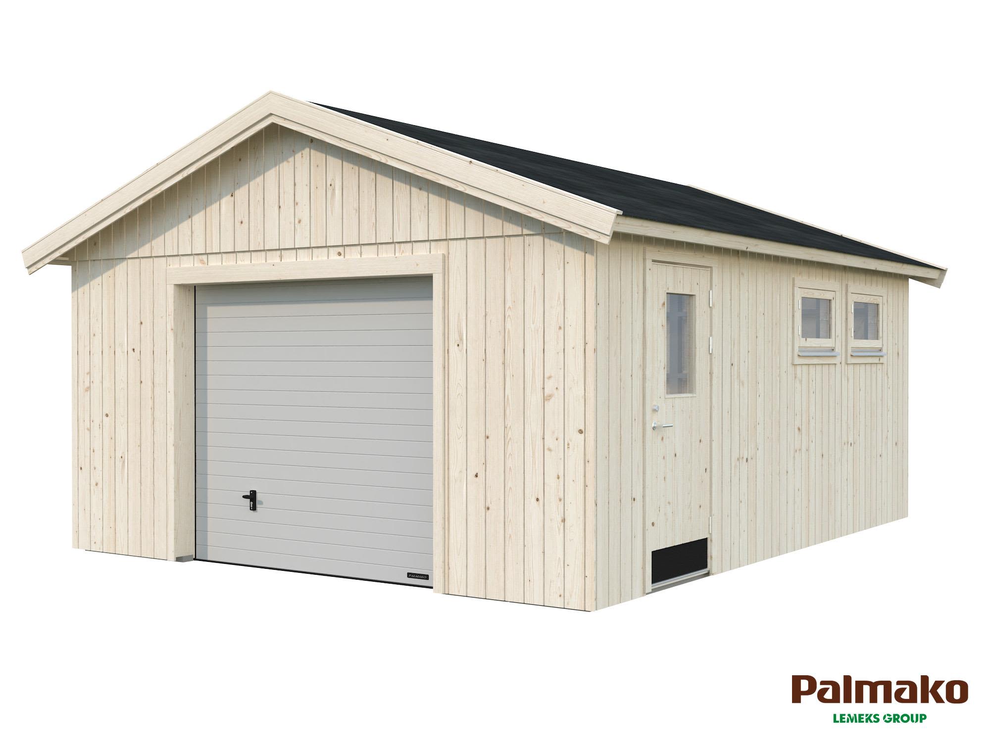 Palmako Andre Garage 24,6 m²/inv. 21,5 m², med port, obehandlad
