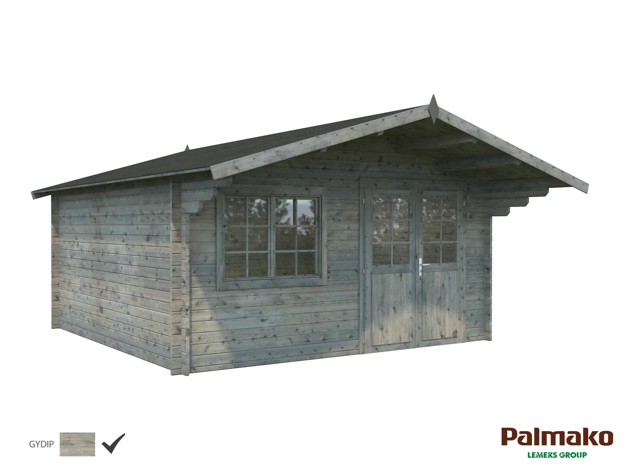 Palmako Britta Stuga 18,1 m²/inv. 17,5 m², utan golv, grå, impr.