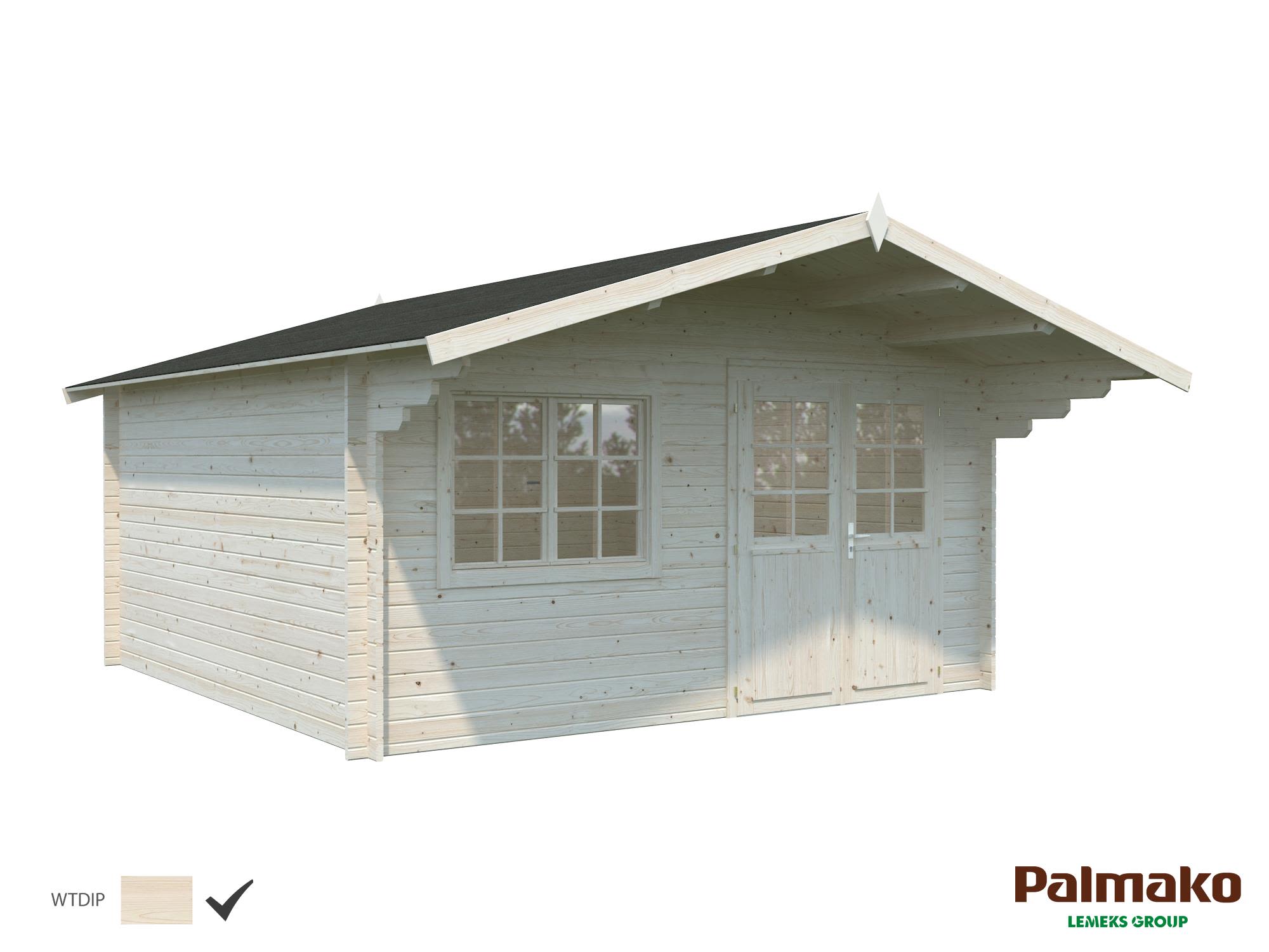 Palmako Britta Stuga 18,1 m²/inv. 17,5 m², utan golv, impr. natur