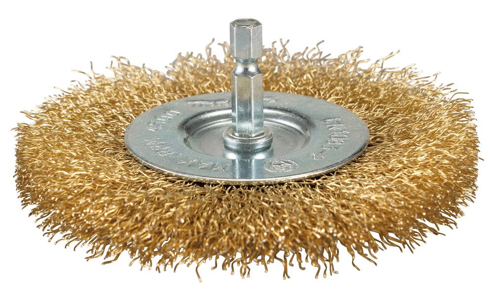 - Kabelhjulbørste - for tre, metall, rust, weld edges - 100 mm - heksagonal