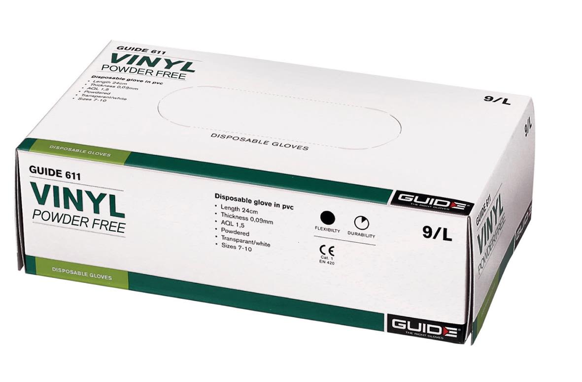 Guide Gloves 611 Handske PVC 8, 100-pack