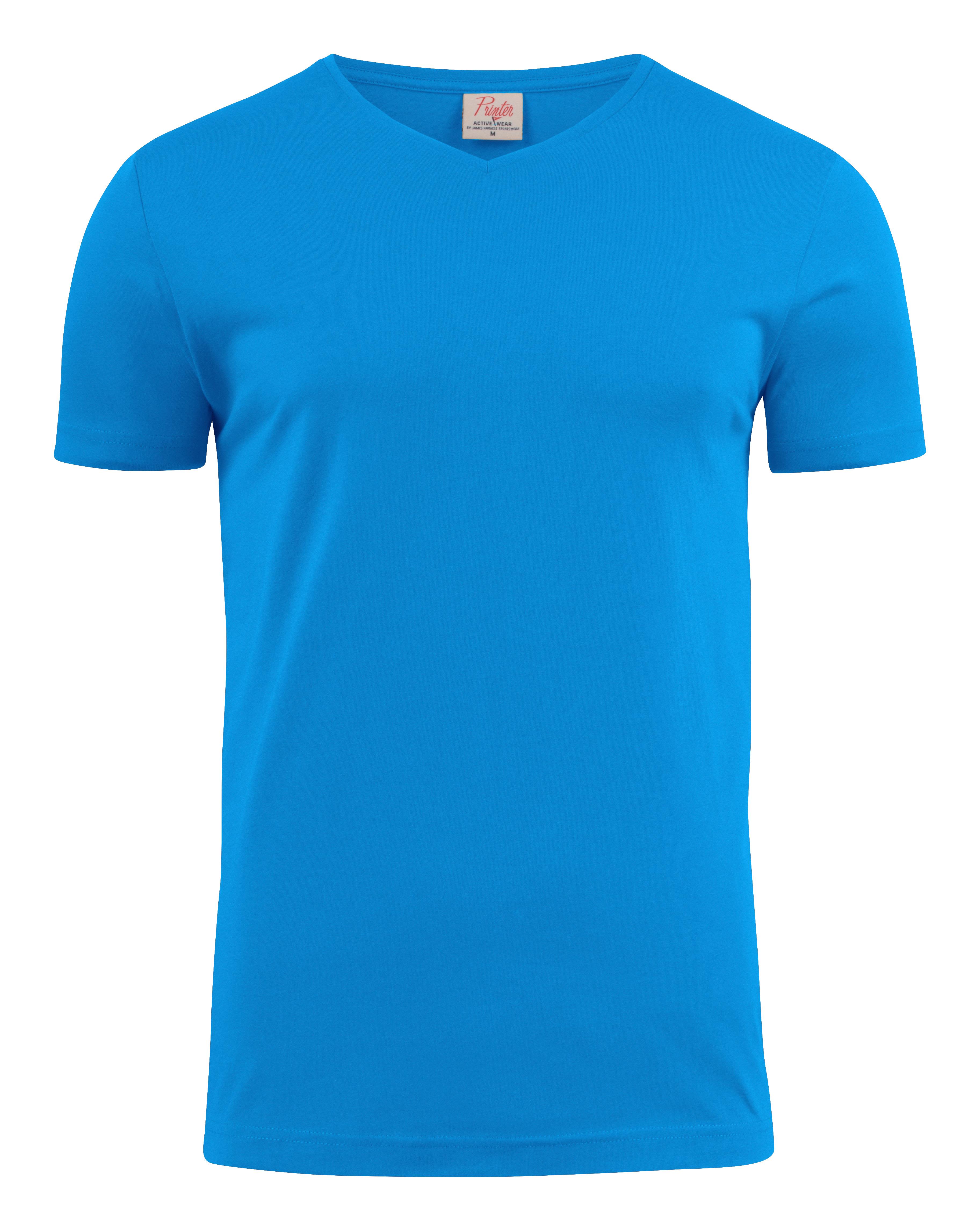 Printer Heavy V-neck T-shirt Oceanblå Oceanblå