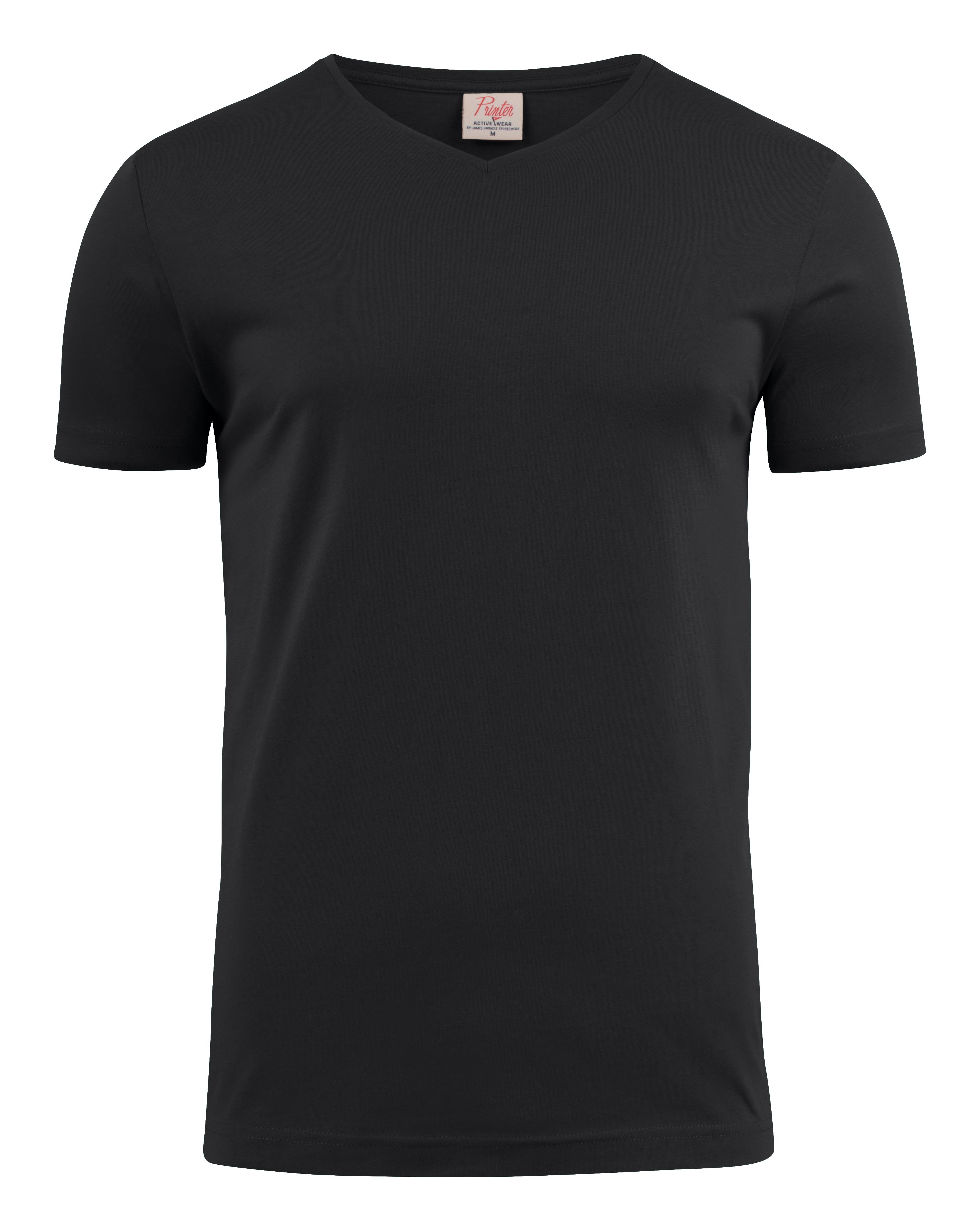 Printer Heavy V-neck T-shirt Svart Svart