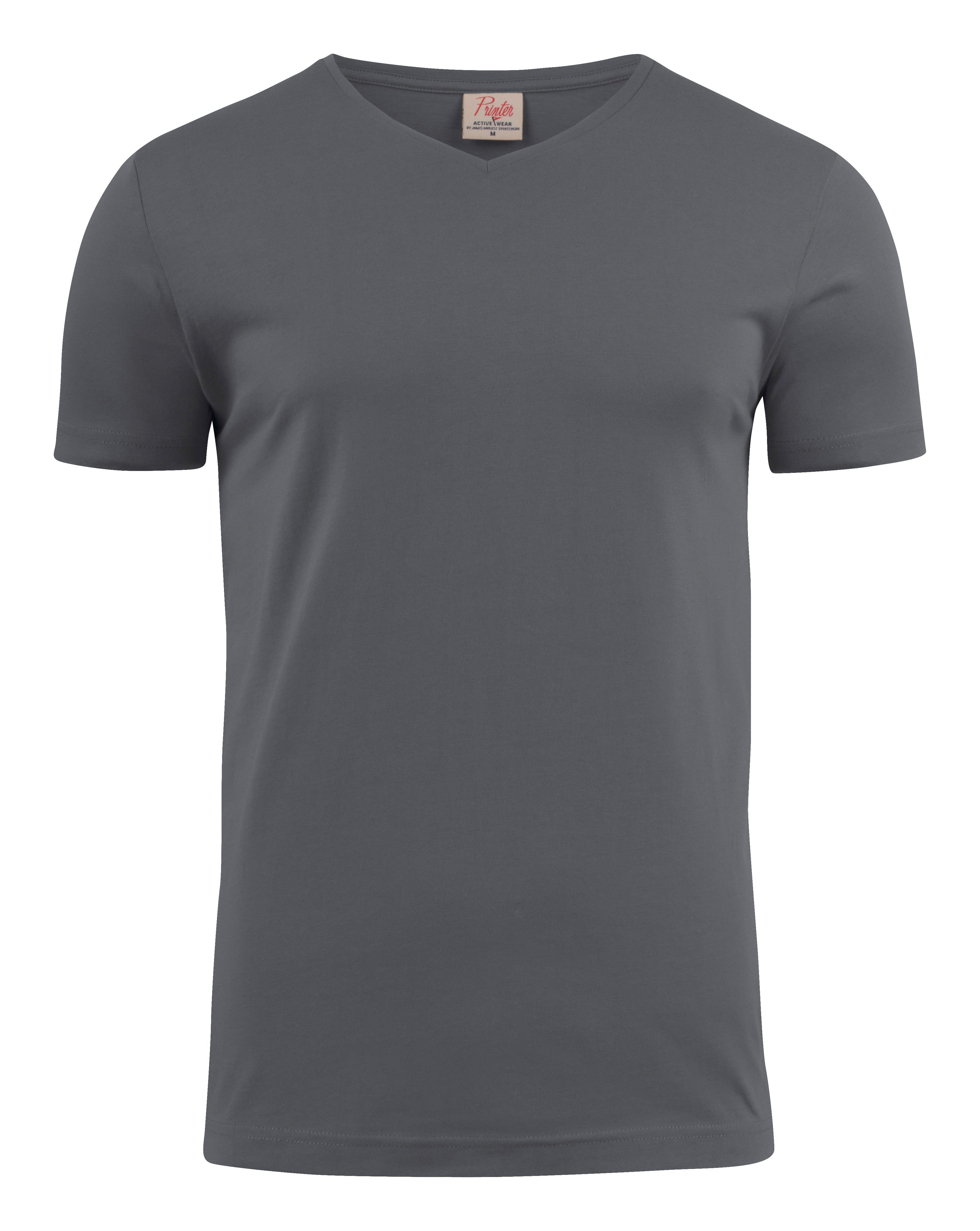 Printer Heavy V-neck T-shirt Stålgrå Stålgrå