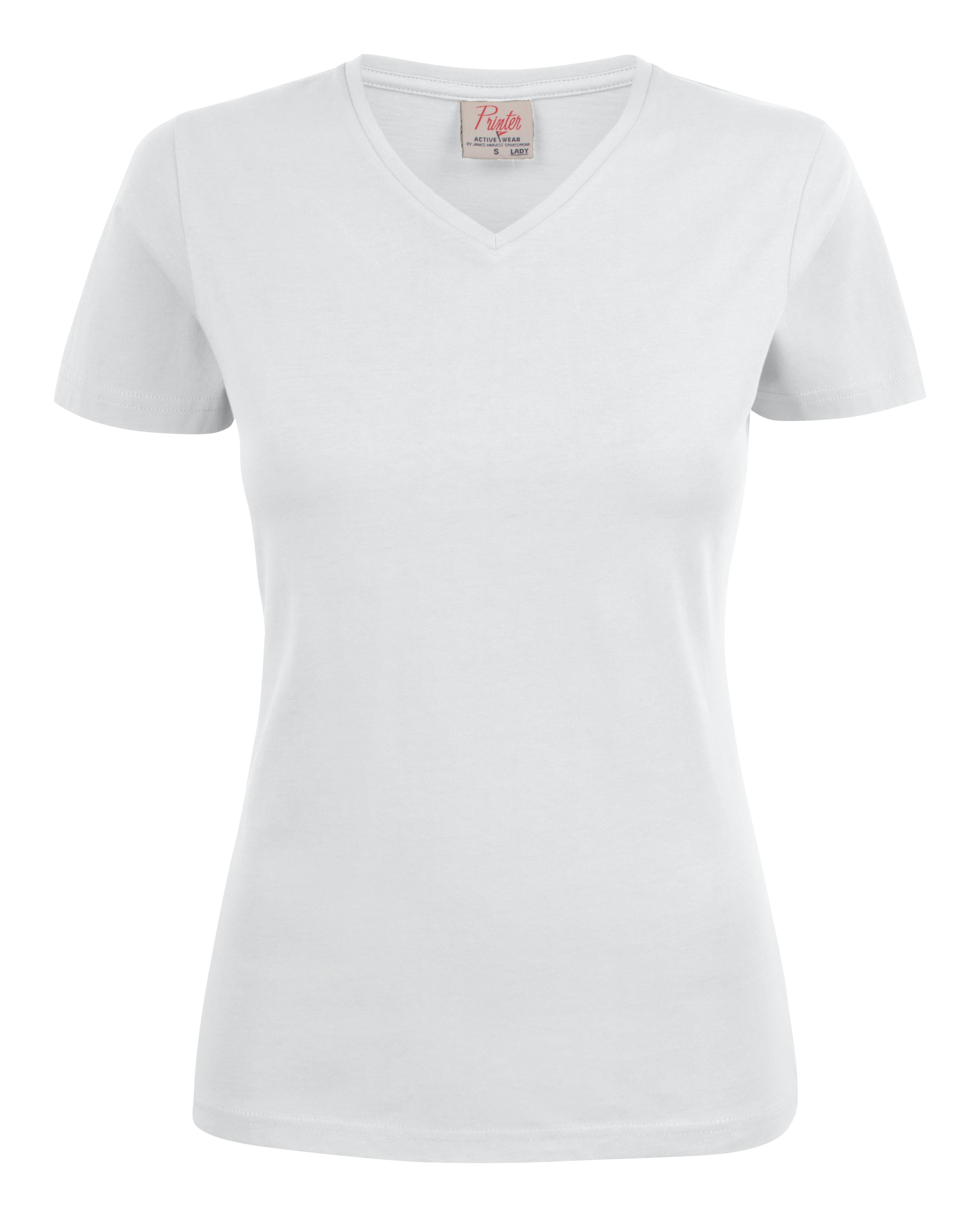 Printer Heavy V-neck Lady T-shirt Vit Vit